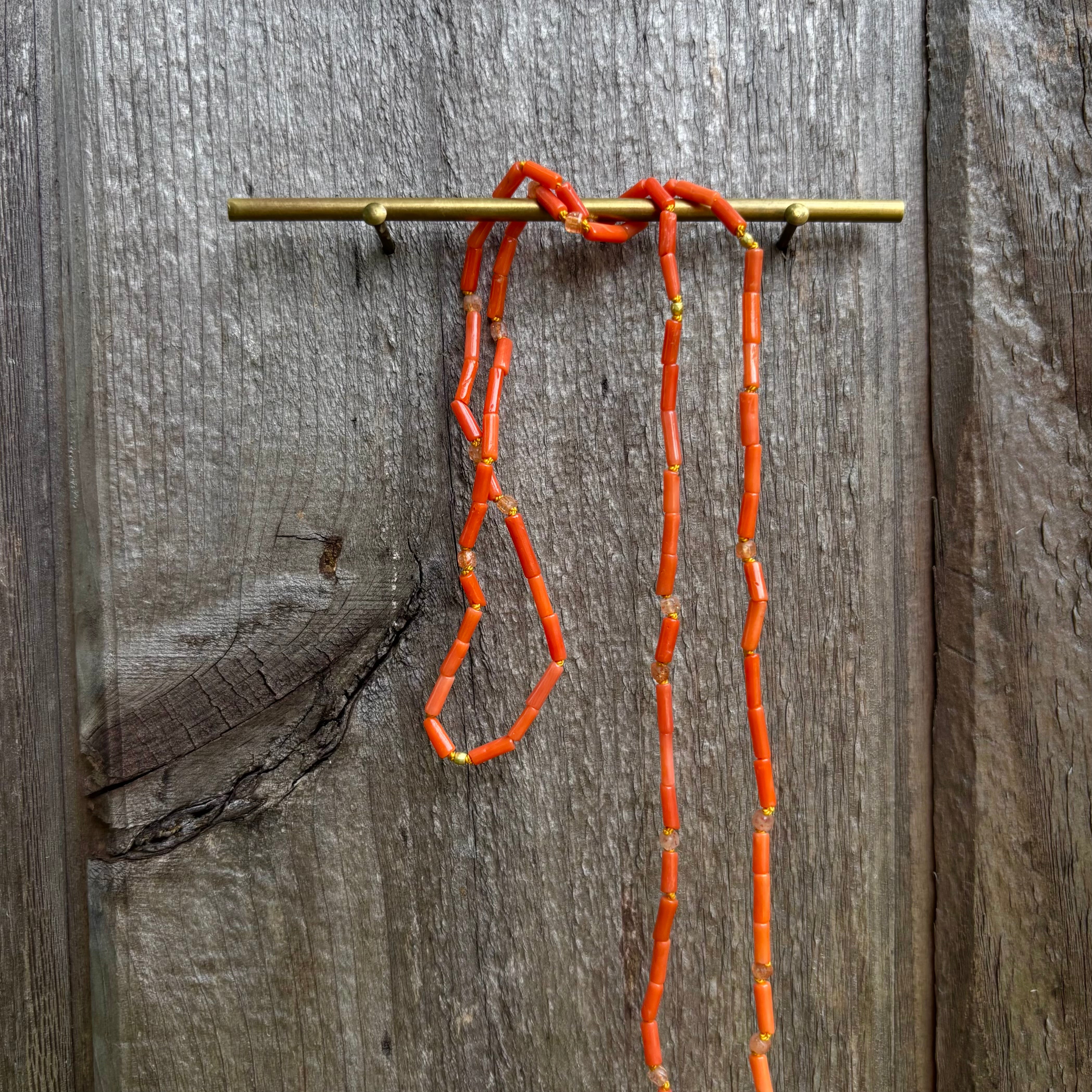 Delicate Coastal Knot in Orange Coral & High Karat Gold