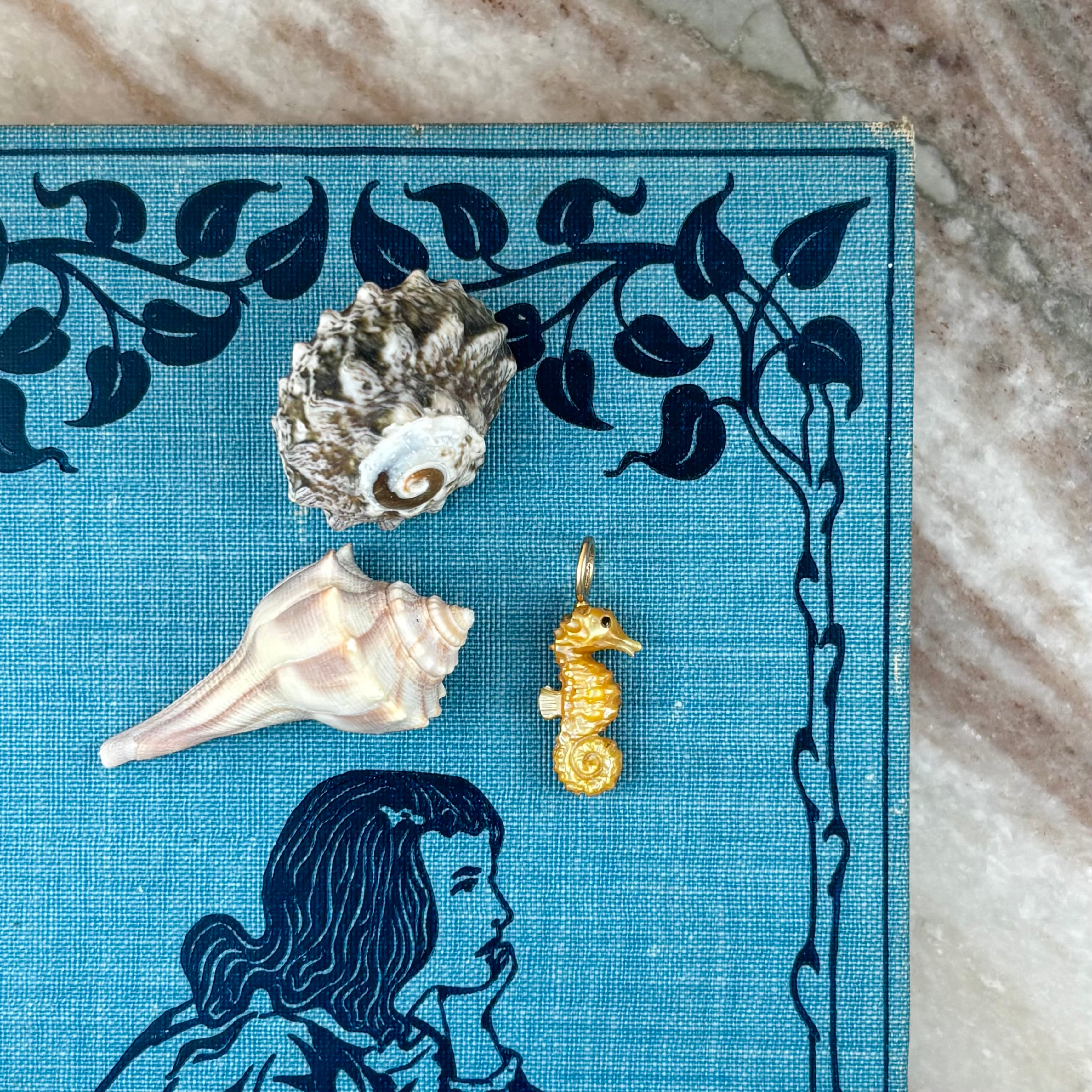Golden Mother of Pearl Seahorse Charm