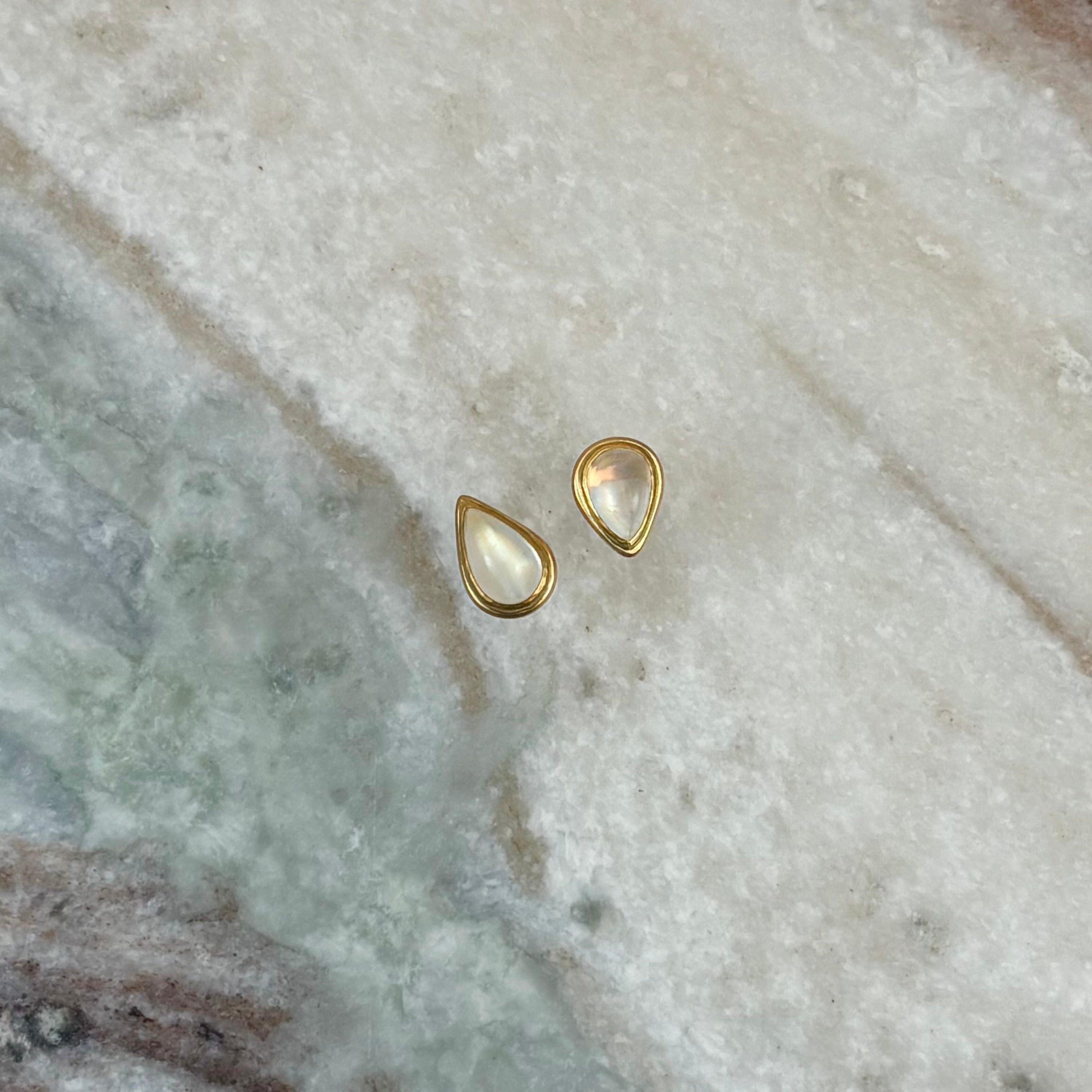 Pear Shaped Luna Moonstone Stud