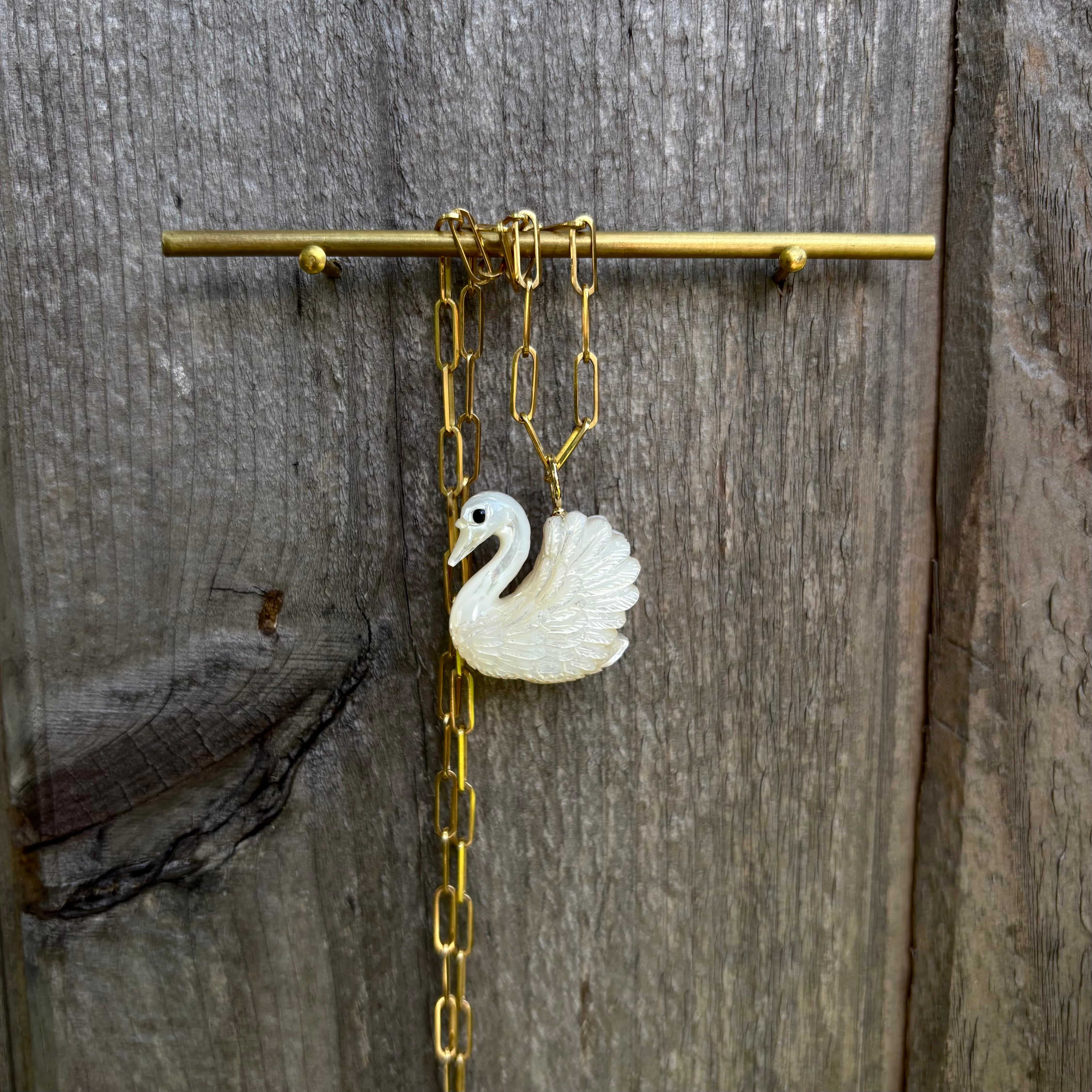 Mother of Pearl Swan Charm