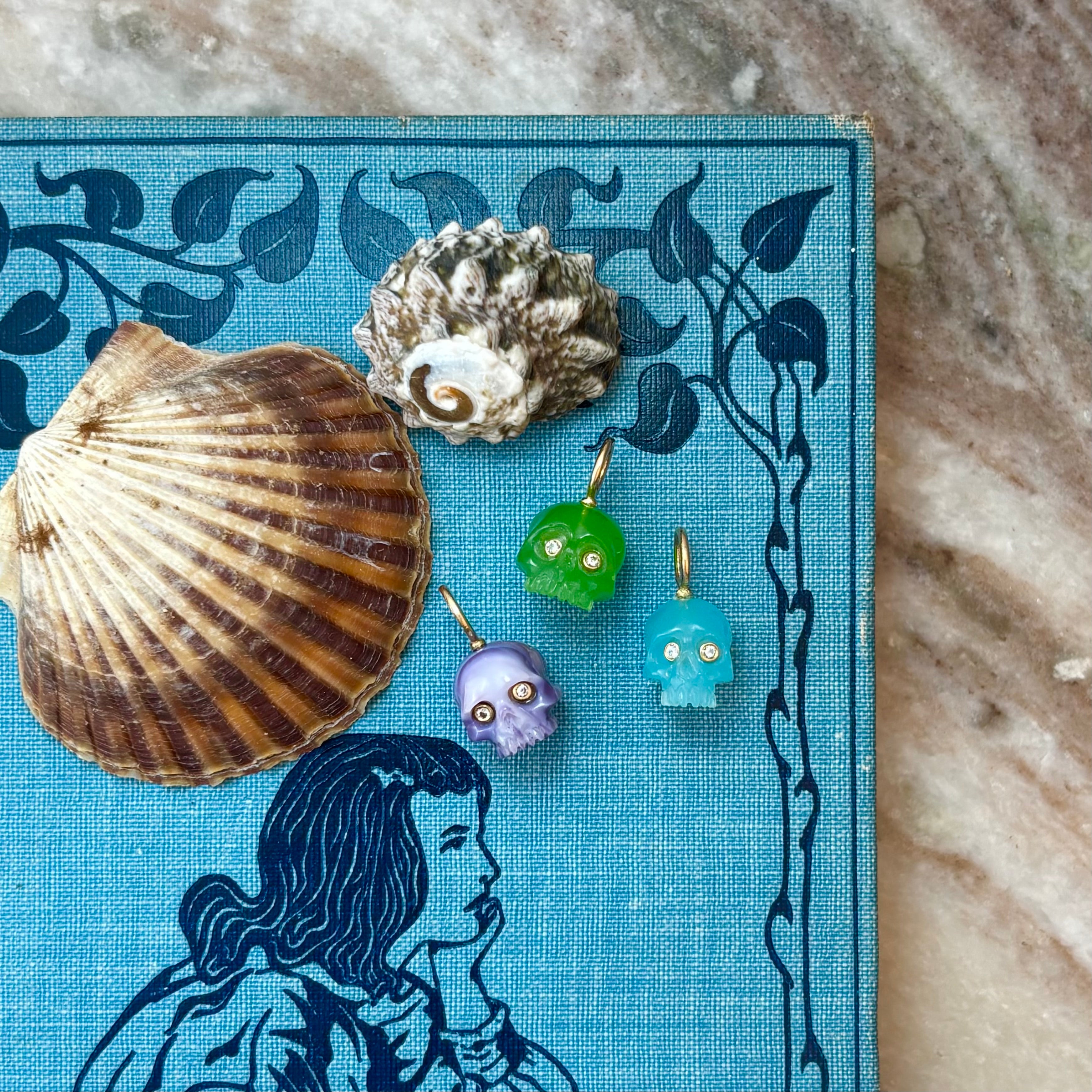 Grass Green Chalcedony Skull Baby