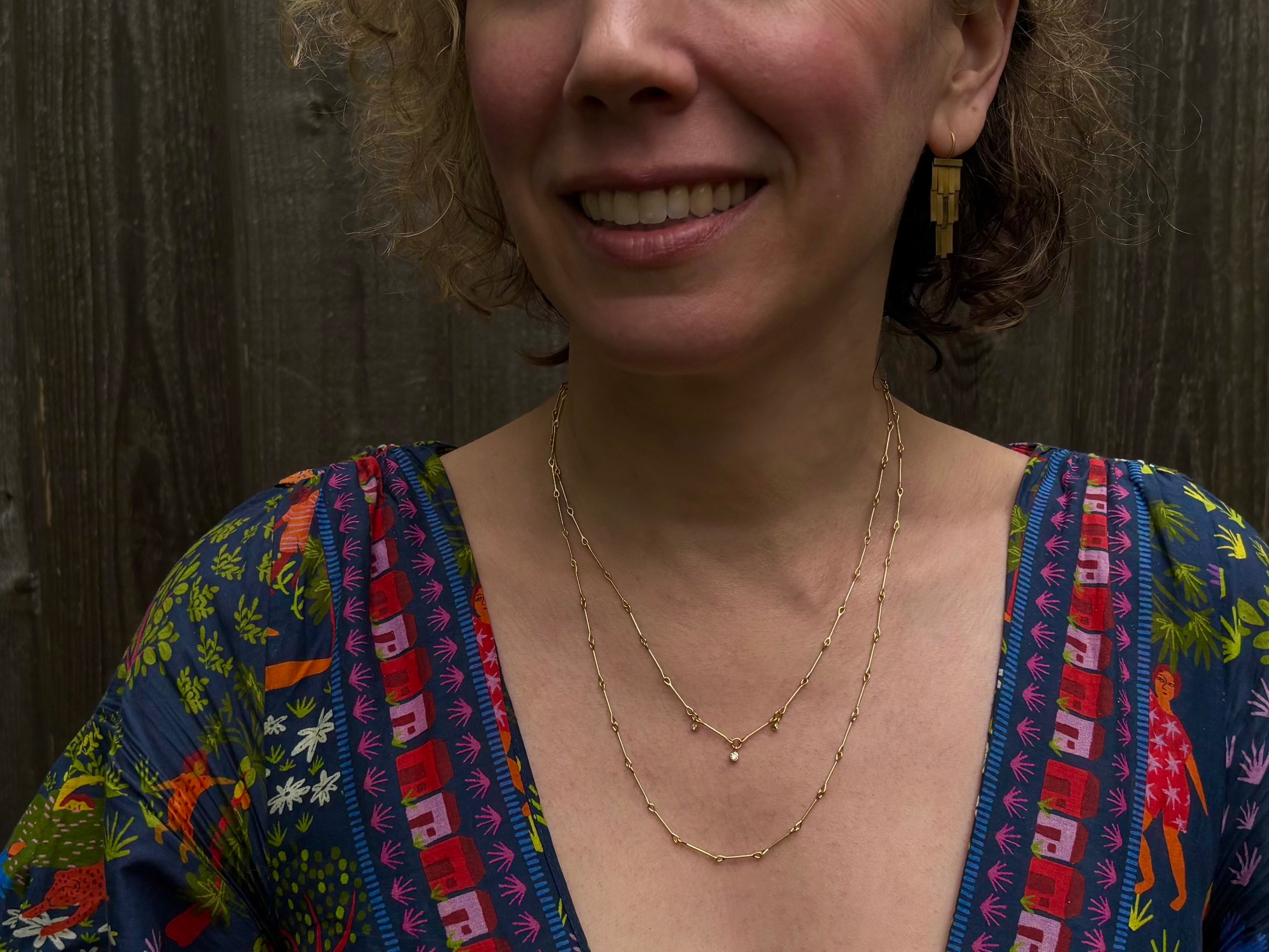 Lantern Necklace with Three Diamonds