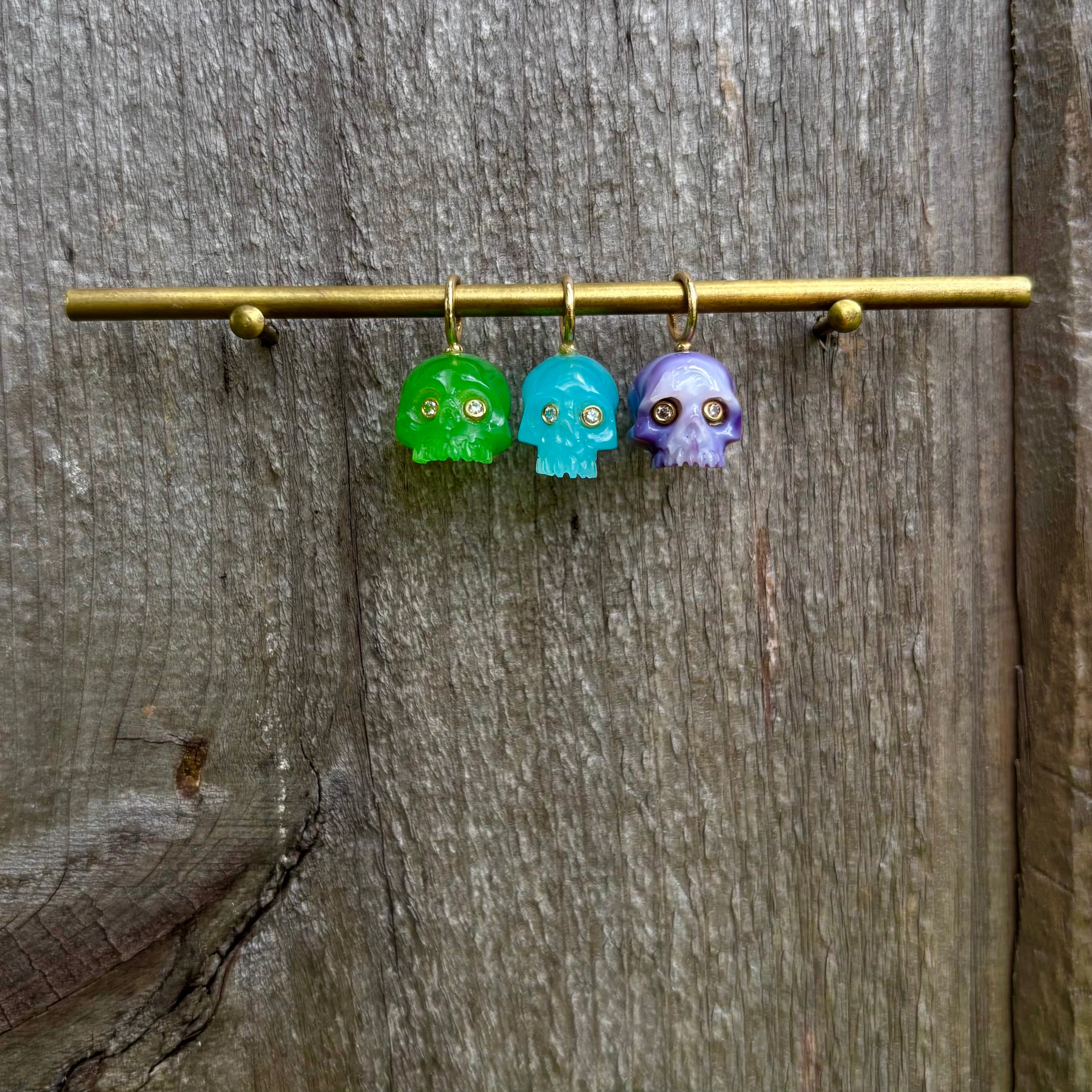 Grass Green Chalcedony Skull Baby