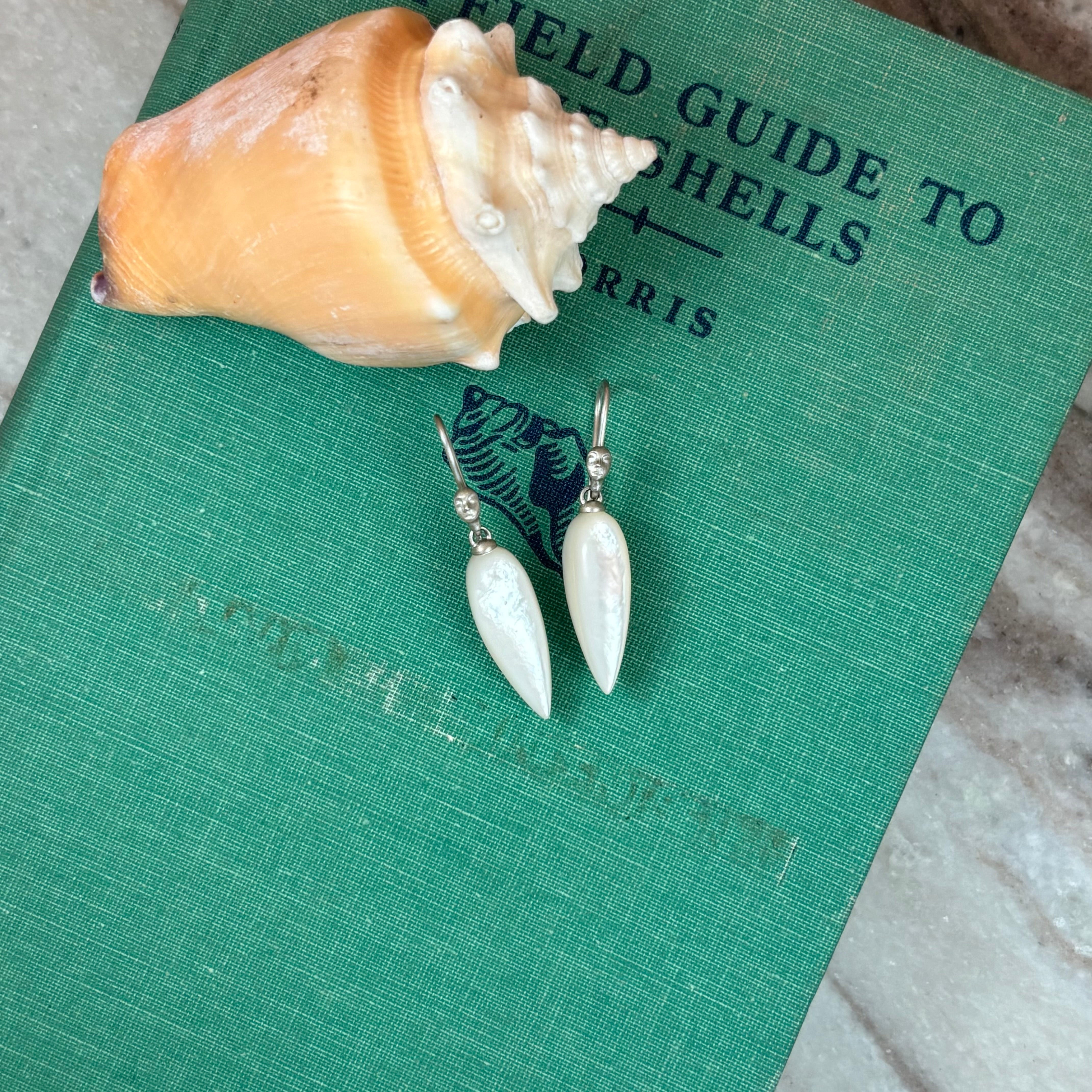 Mother of Pearl Figurehead Cameo Earrings