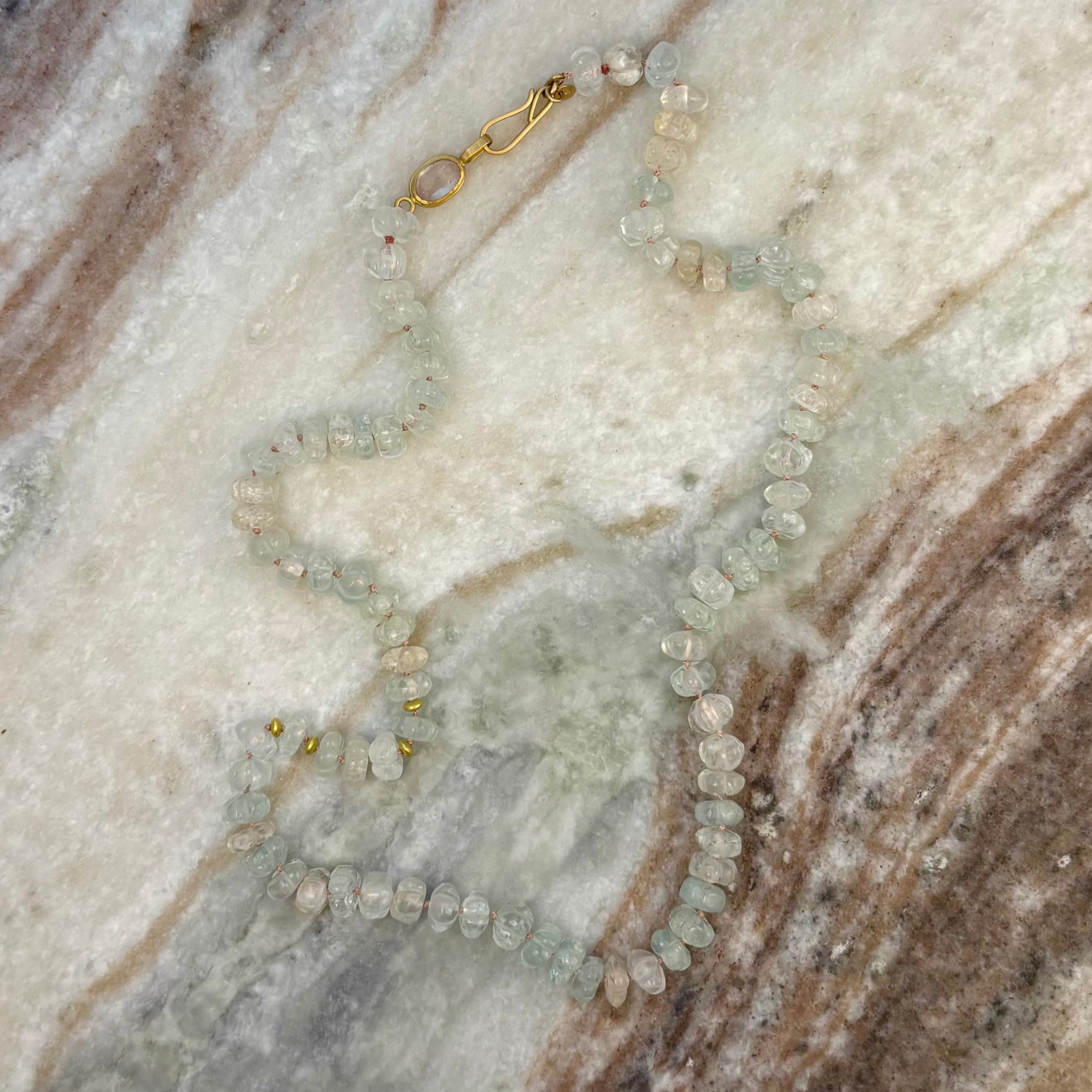 Carved Beryl & Pink Sapphire Necklace
