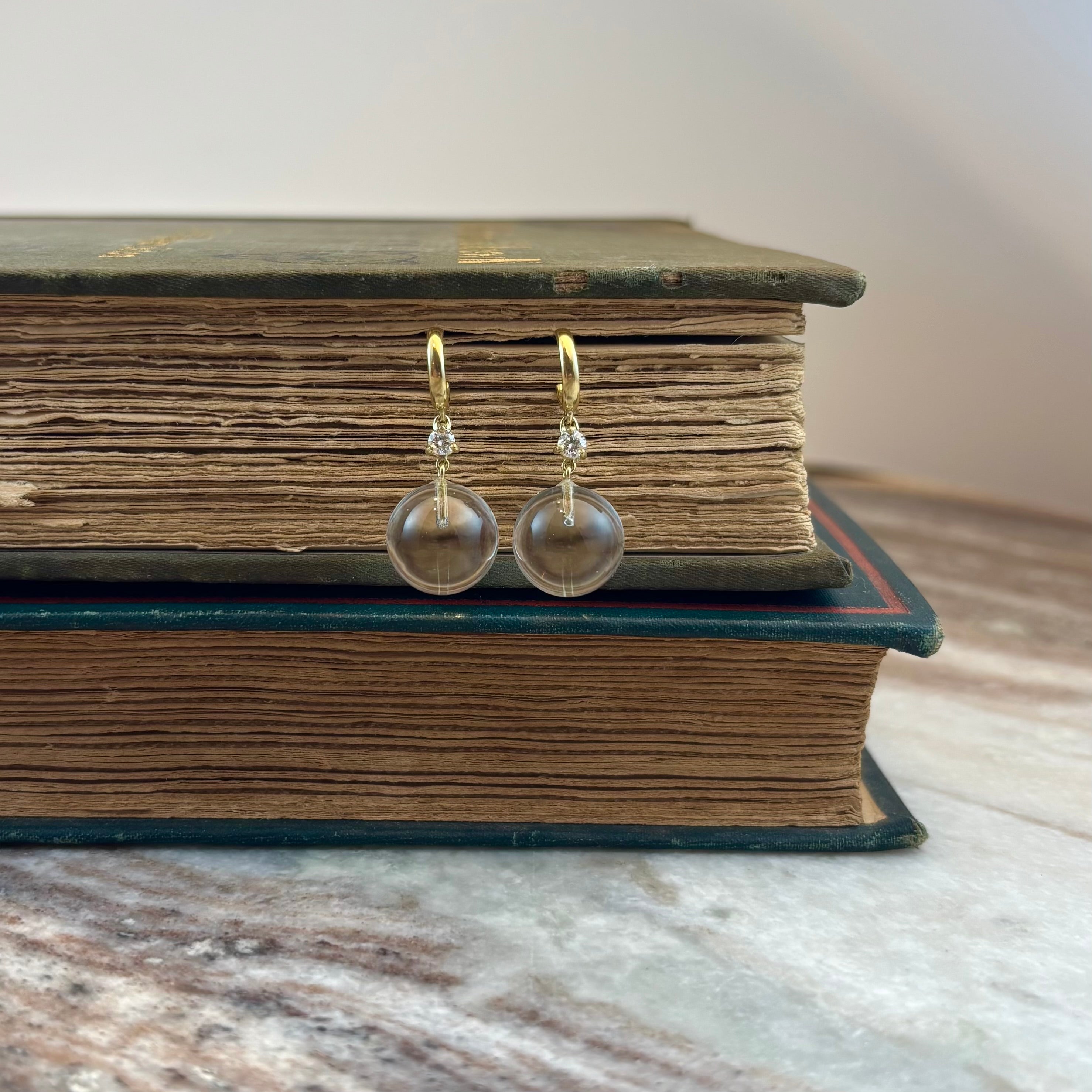 Huggie Hoops-Rock Crystal & Diamond