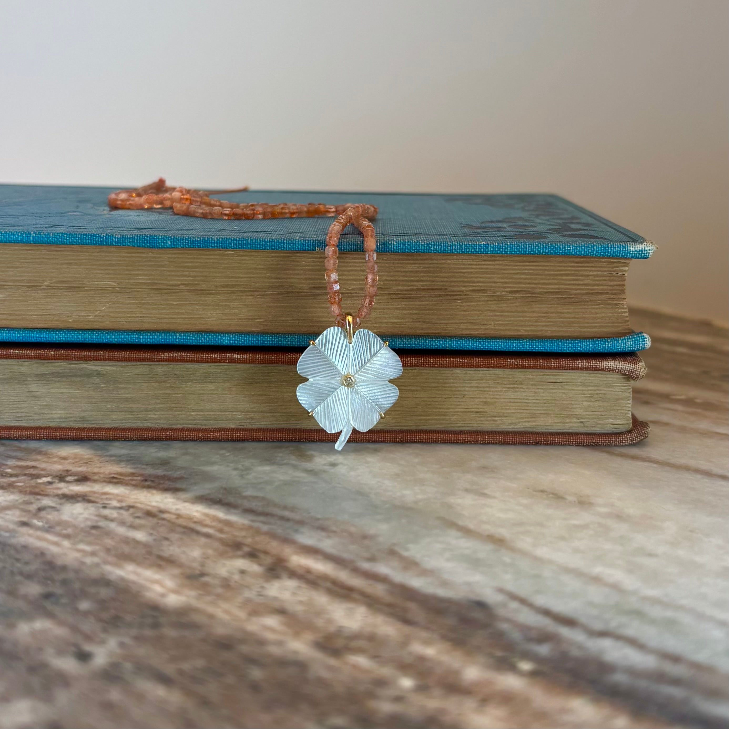 White Mother of Pearl Clover Charm