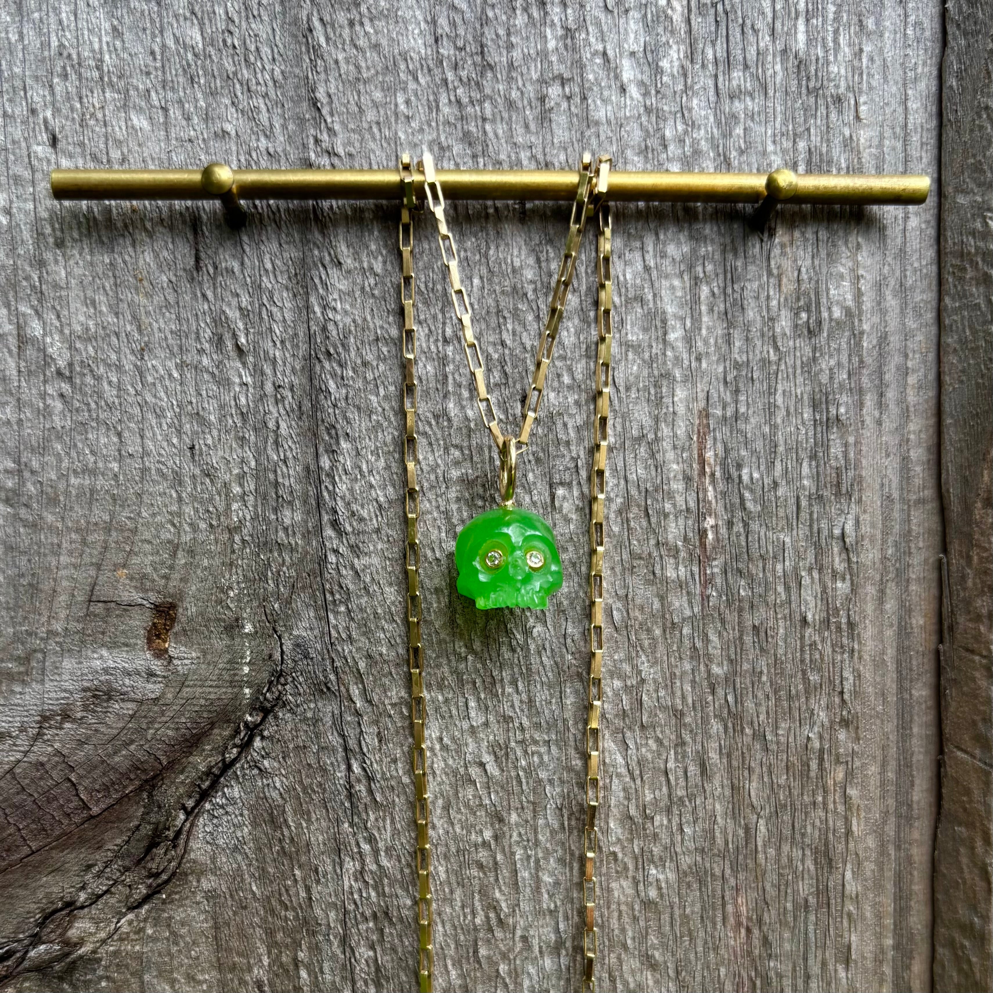 Grass Green Chalcedony Skull Baby