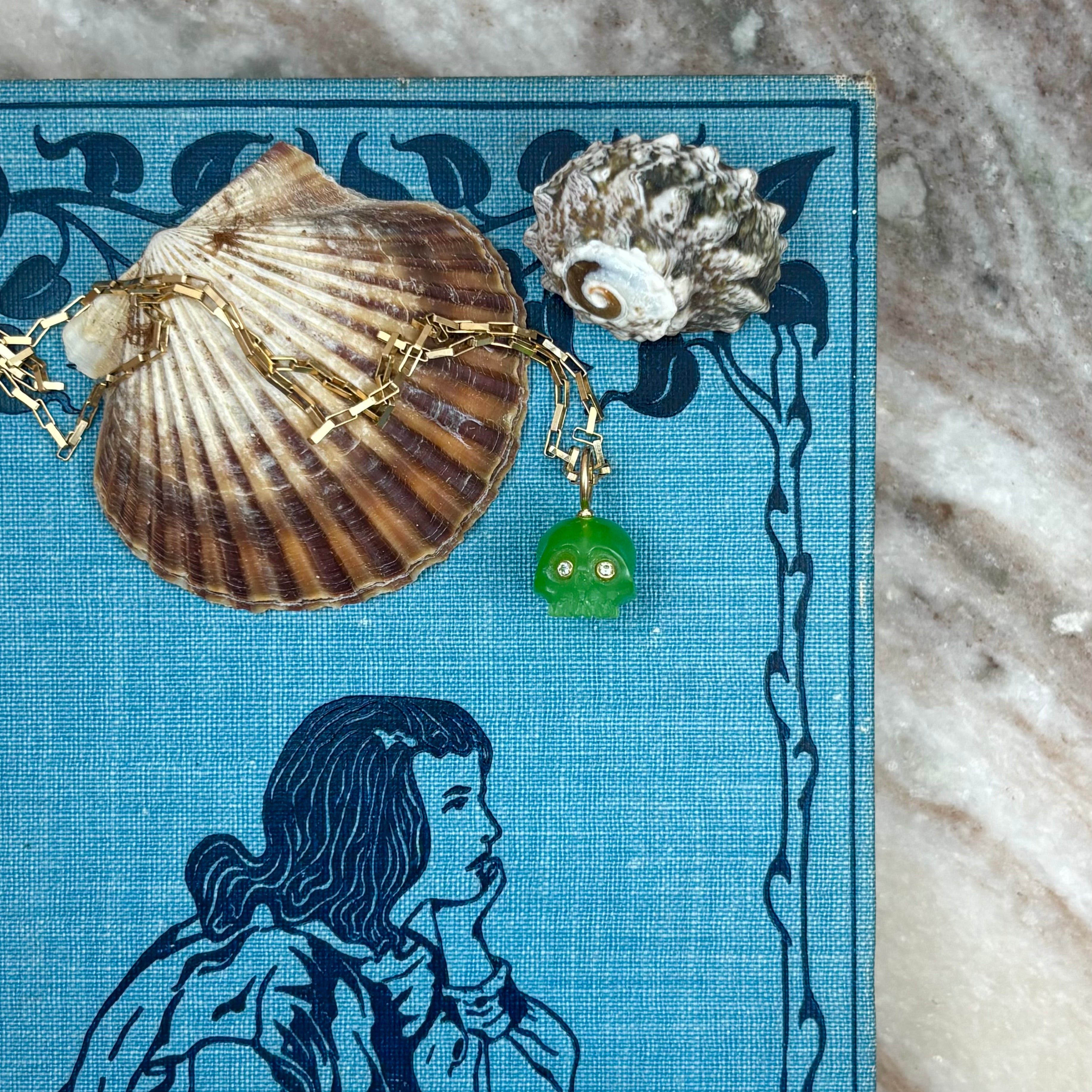 Grass Green Chalcedony Skull Baby