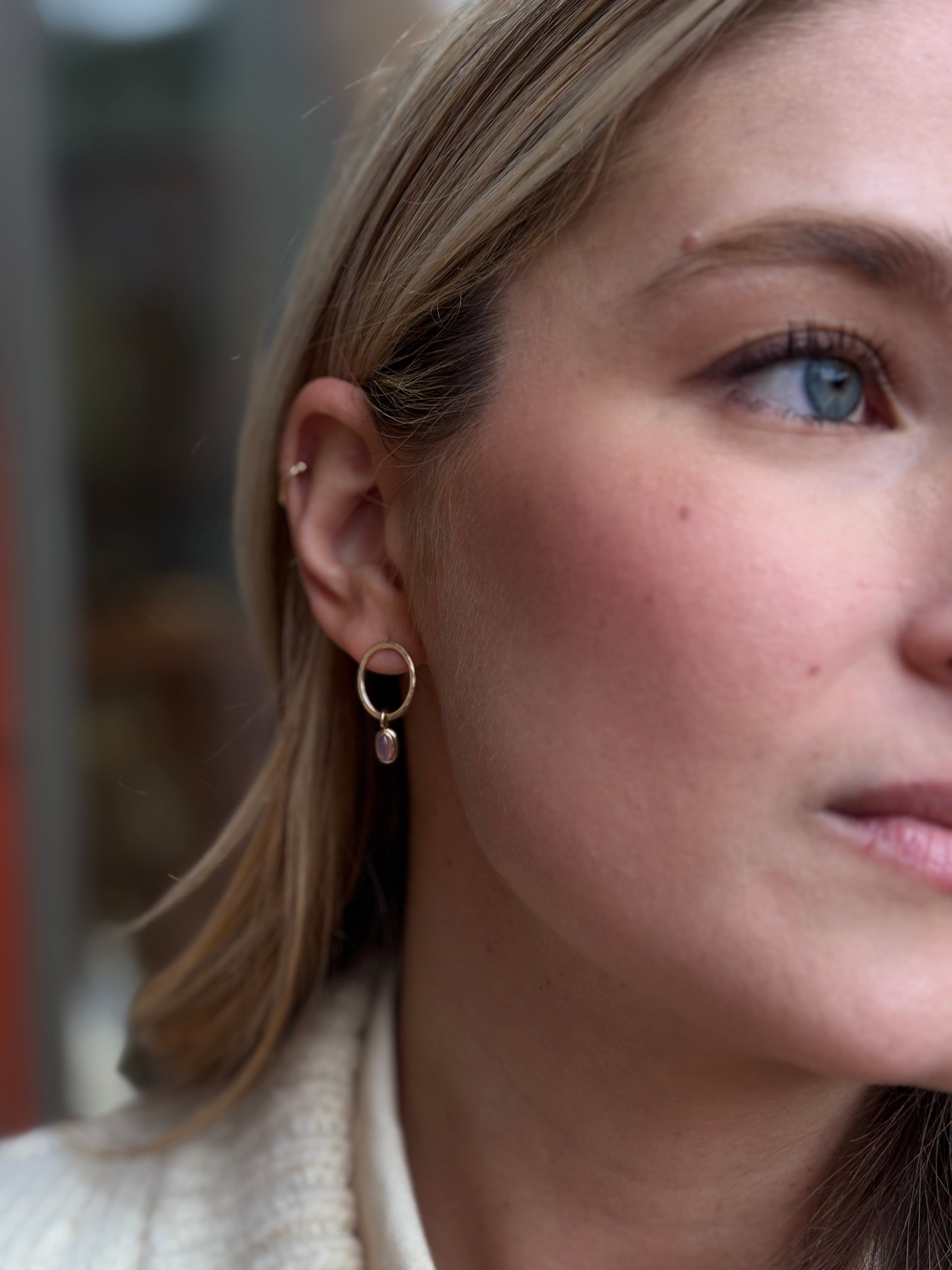 Rose Quartz Hoops
