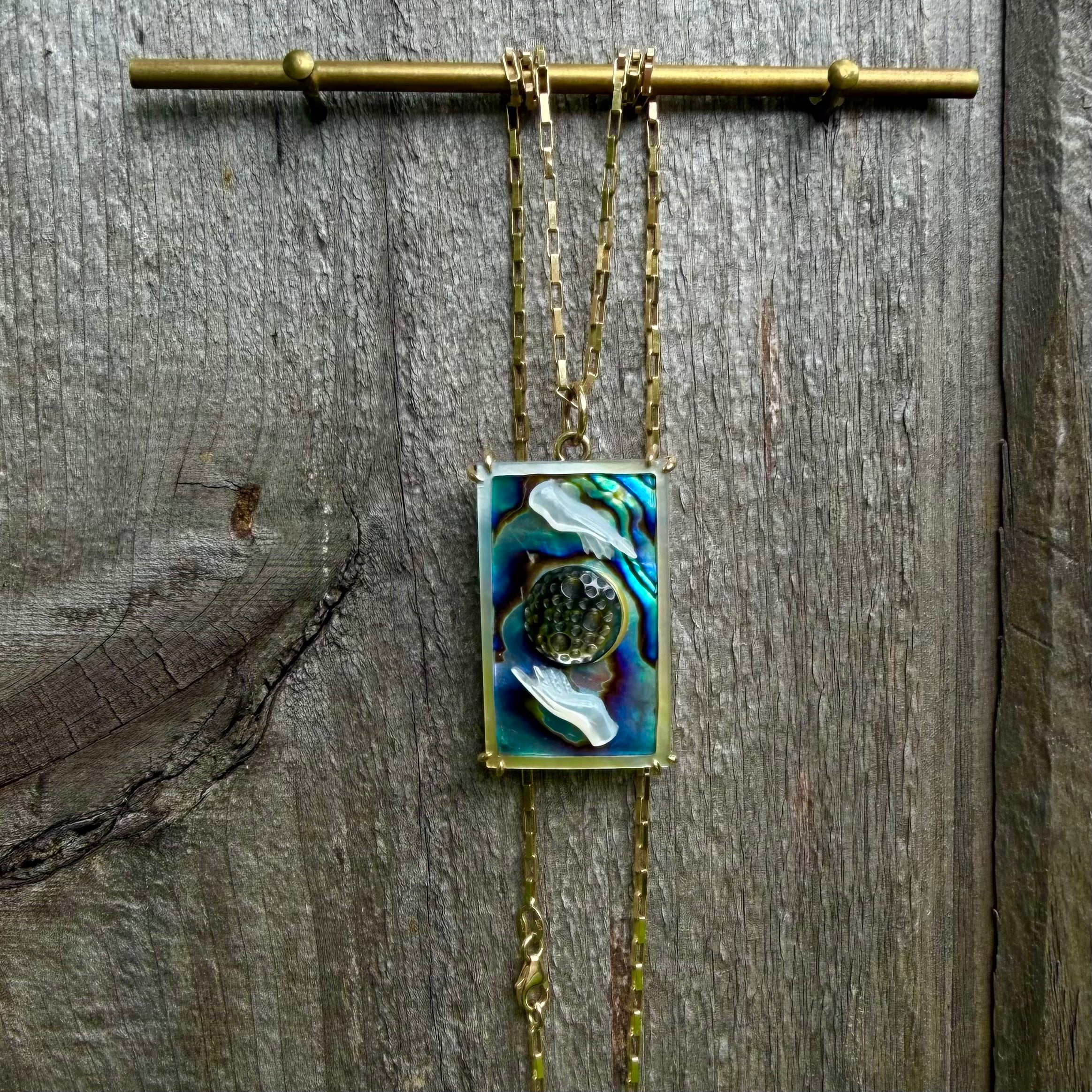 Moon Tarot Card in 14K Gold