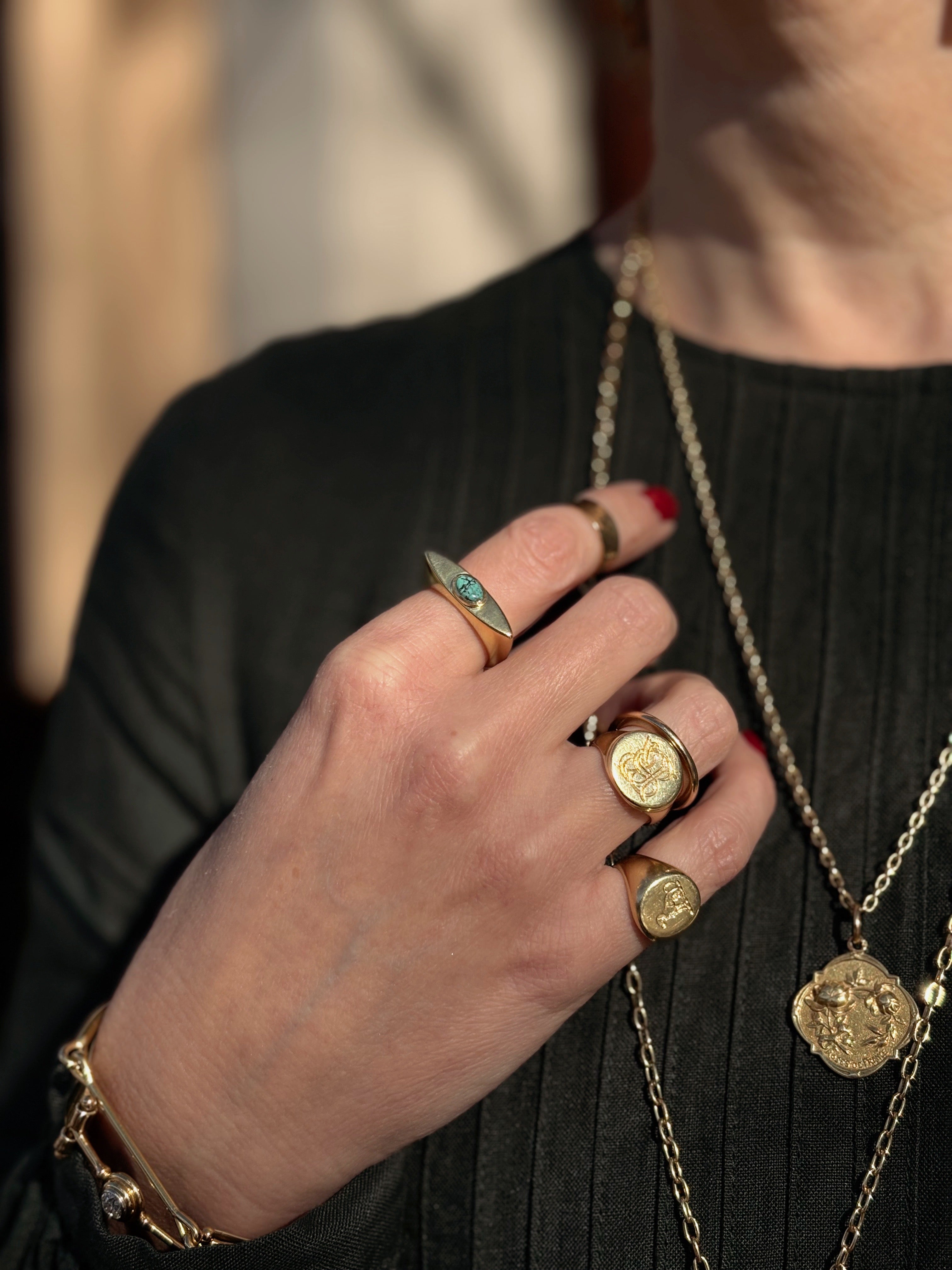 Turquoise Memoria Signet Ring