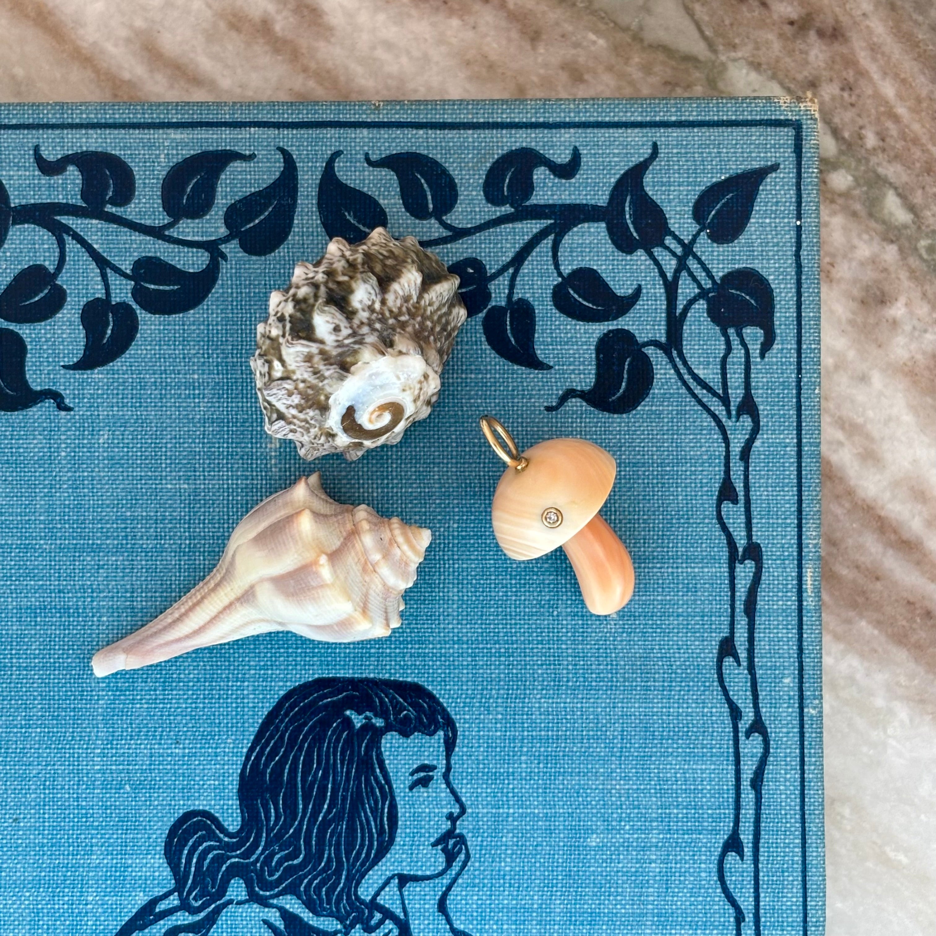 Apricot Conch Shell Mushroom with Diamond