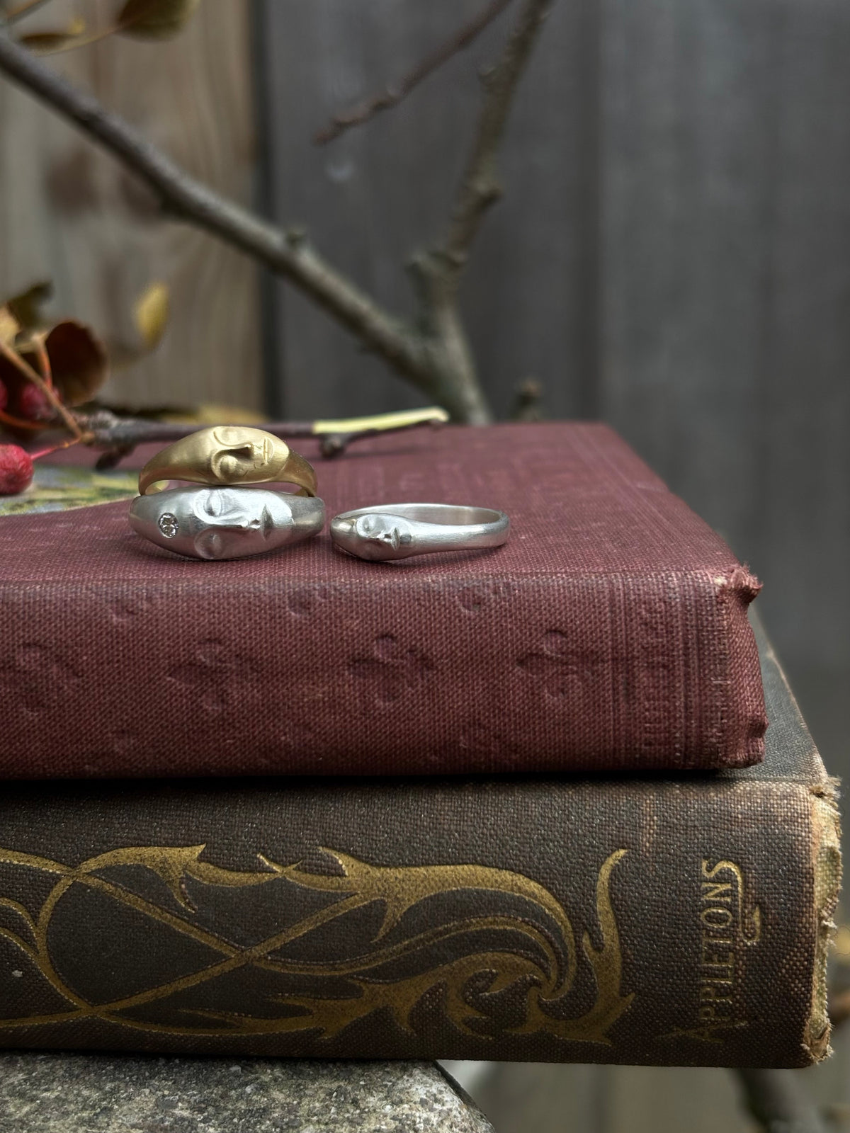 Little Grey Lady Cameo Ring in Bright Silver