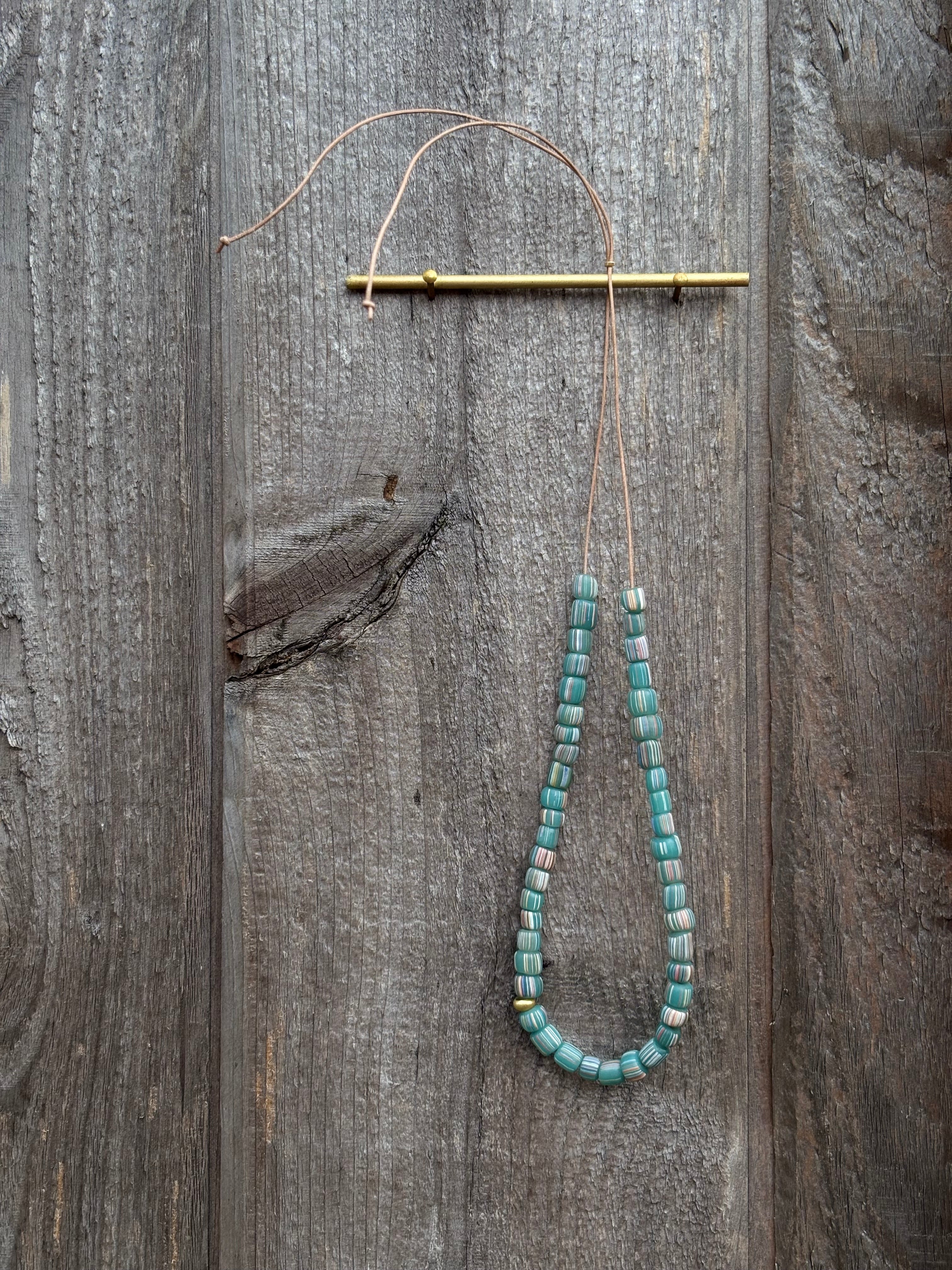 Coastal Slide Necklace in Blue Gooseberry & 20K Gold Beads