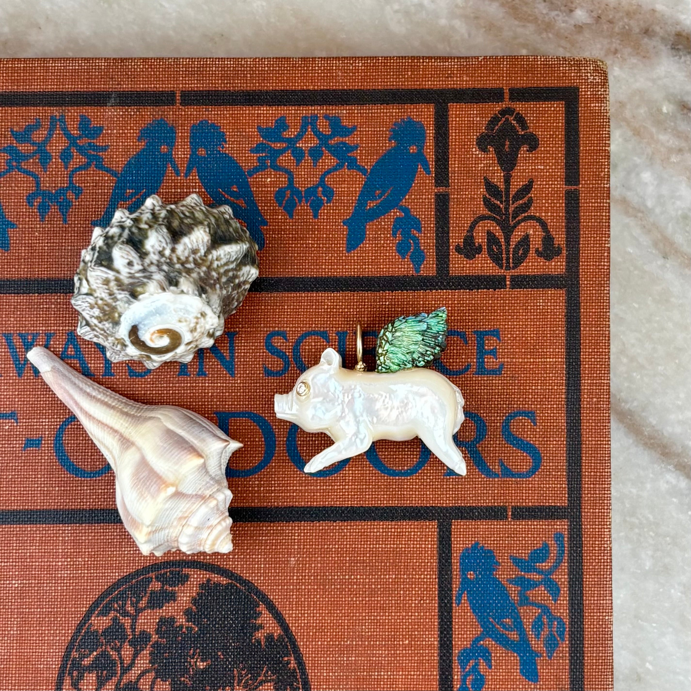 Flying Pig with Abalone Wings Charm