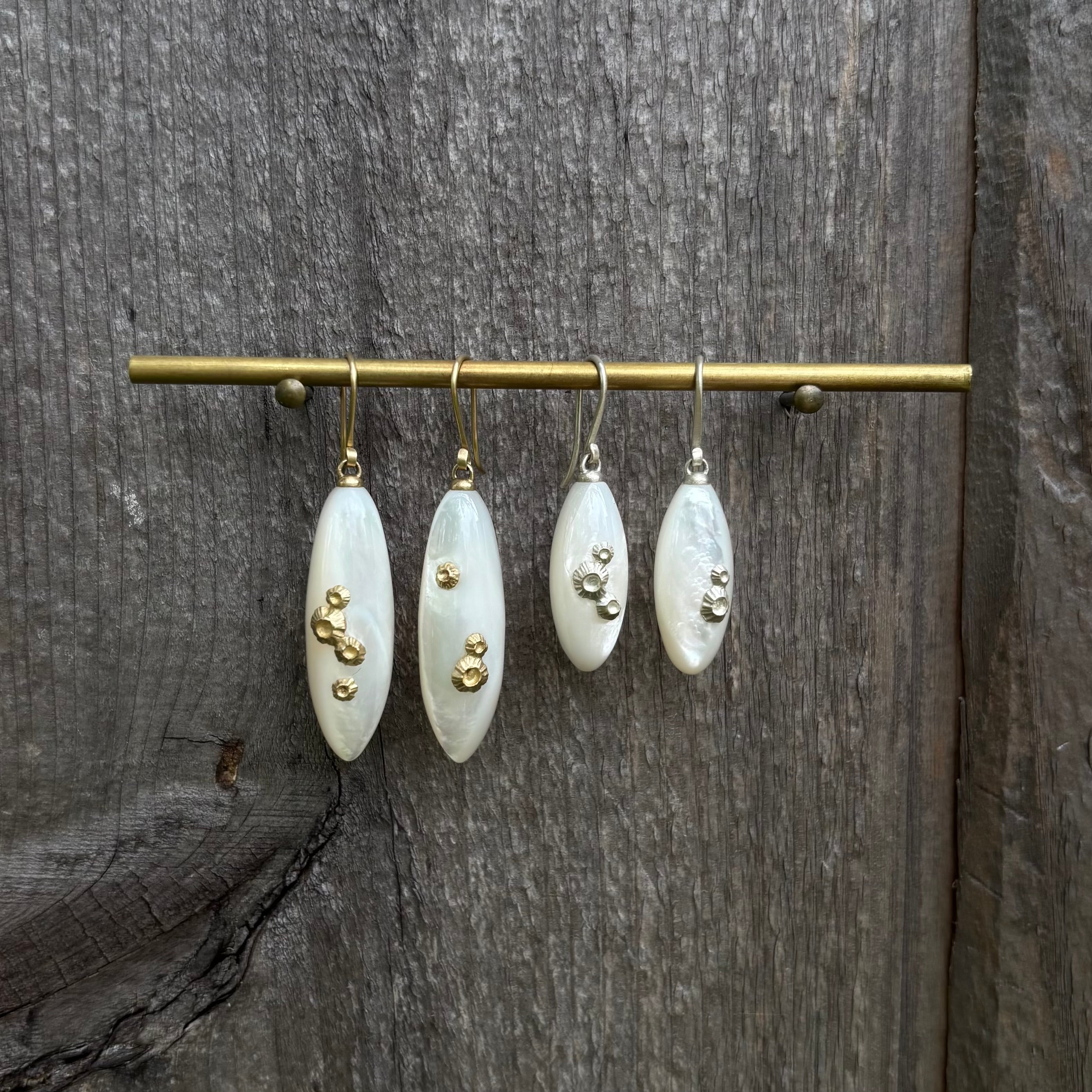 Medium Mother of Pearl Ruthie B. Earrings Silver Barnacles