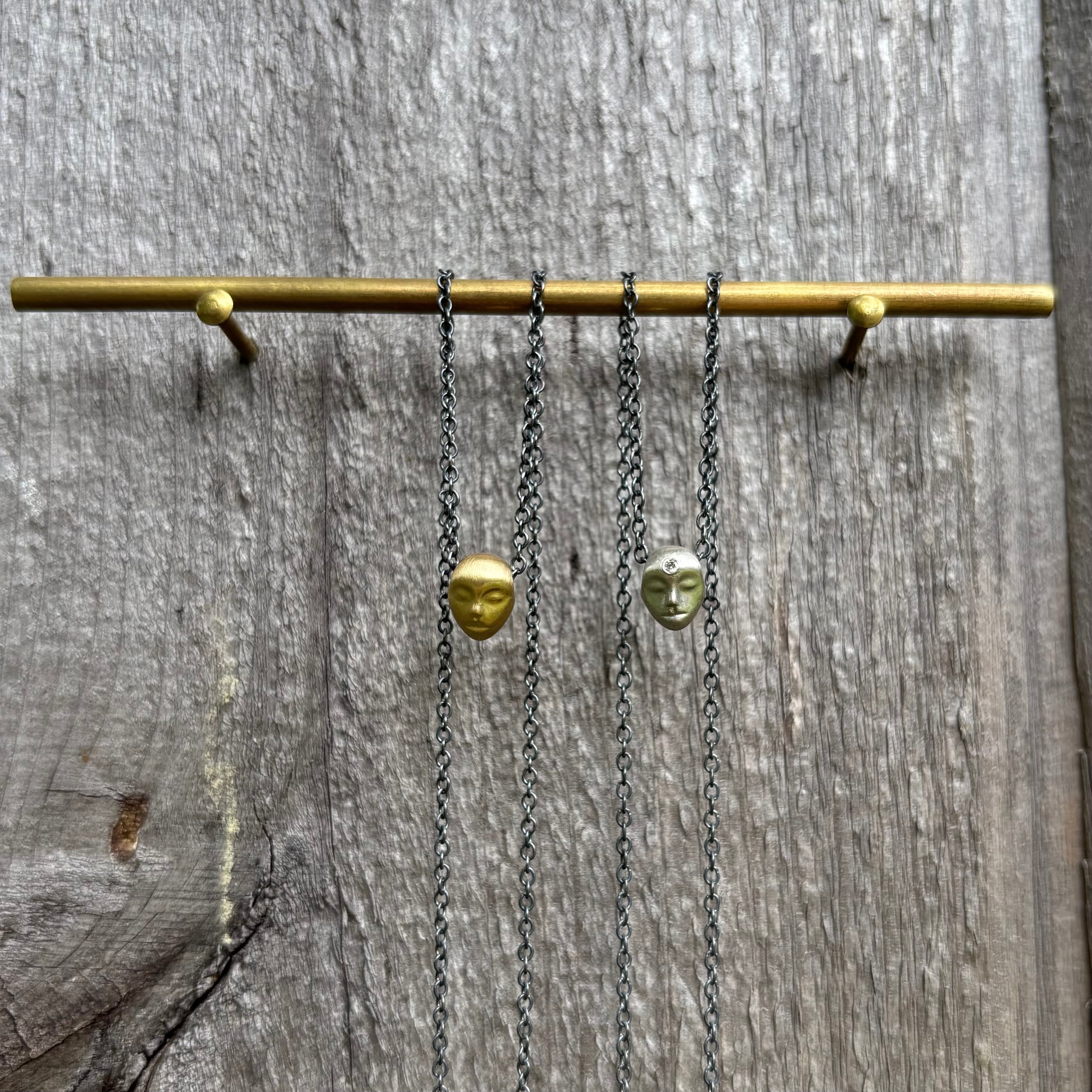 Little Grey Lady Cameo Necklace in Gold