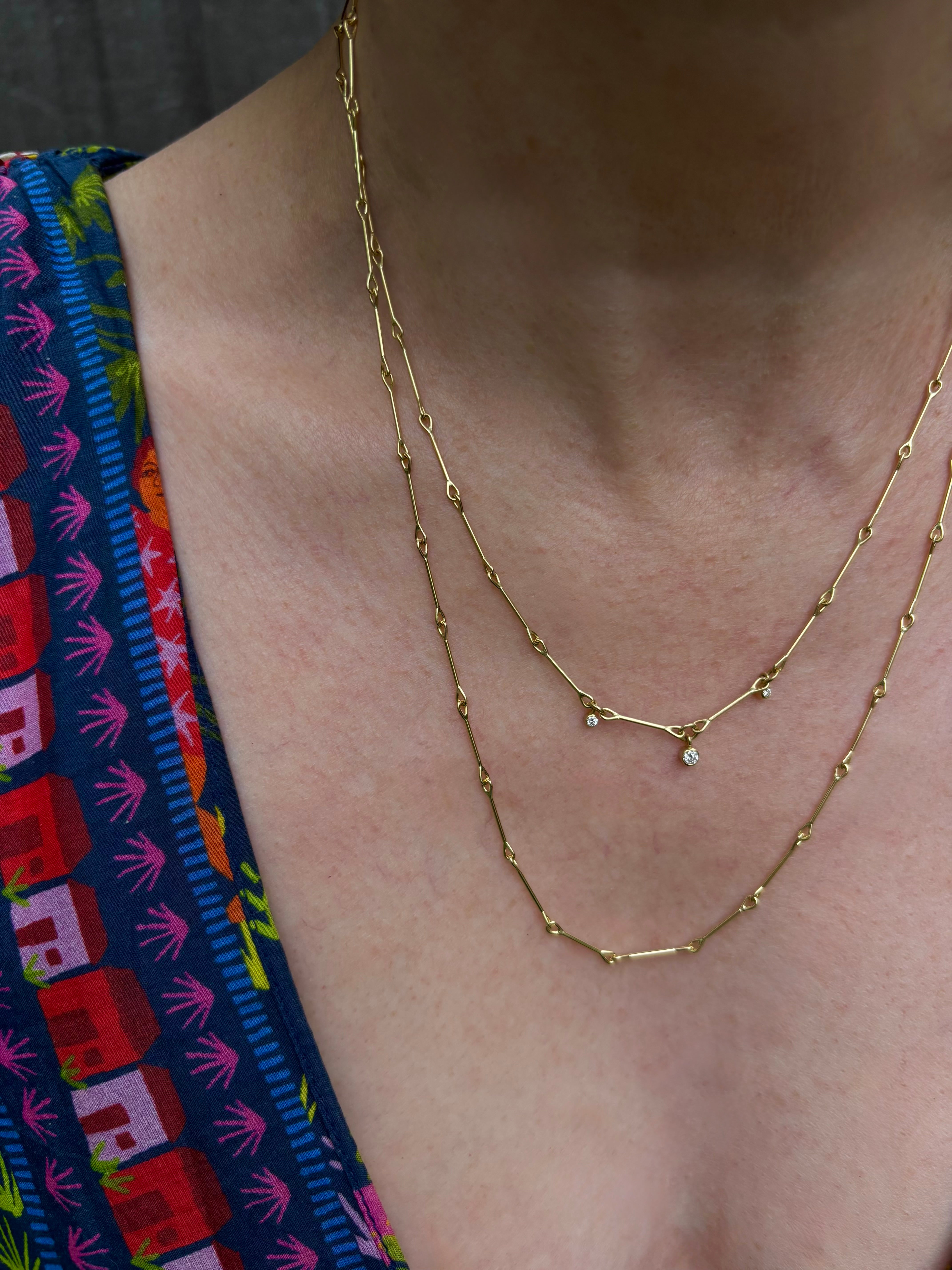 Lantern Necklace with Three Diamonds