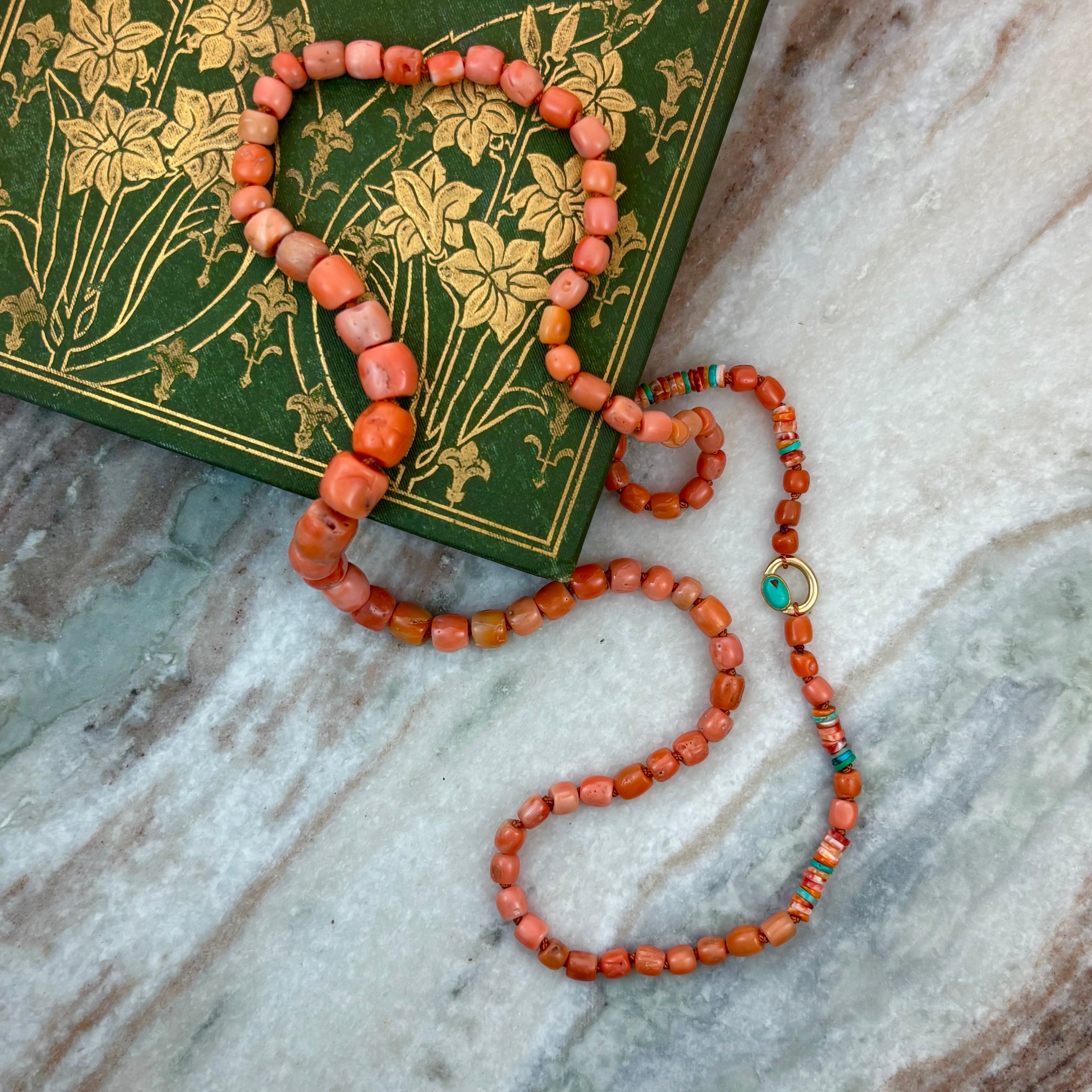 Coral Necklace with Turquoise Details