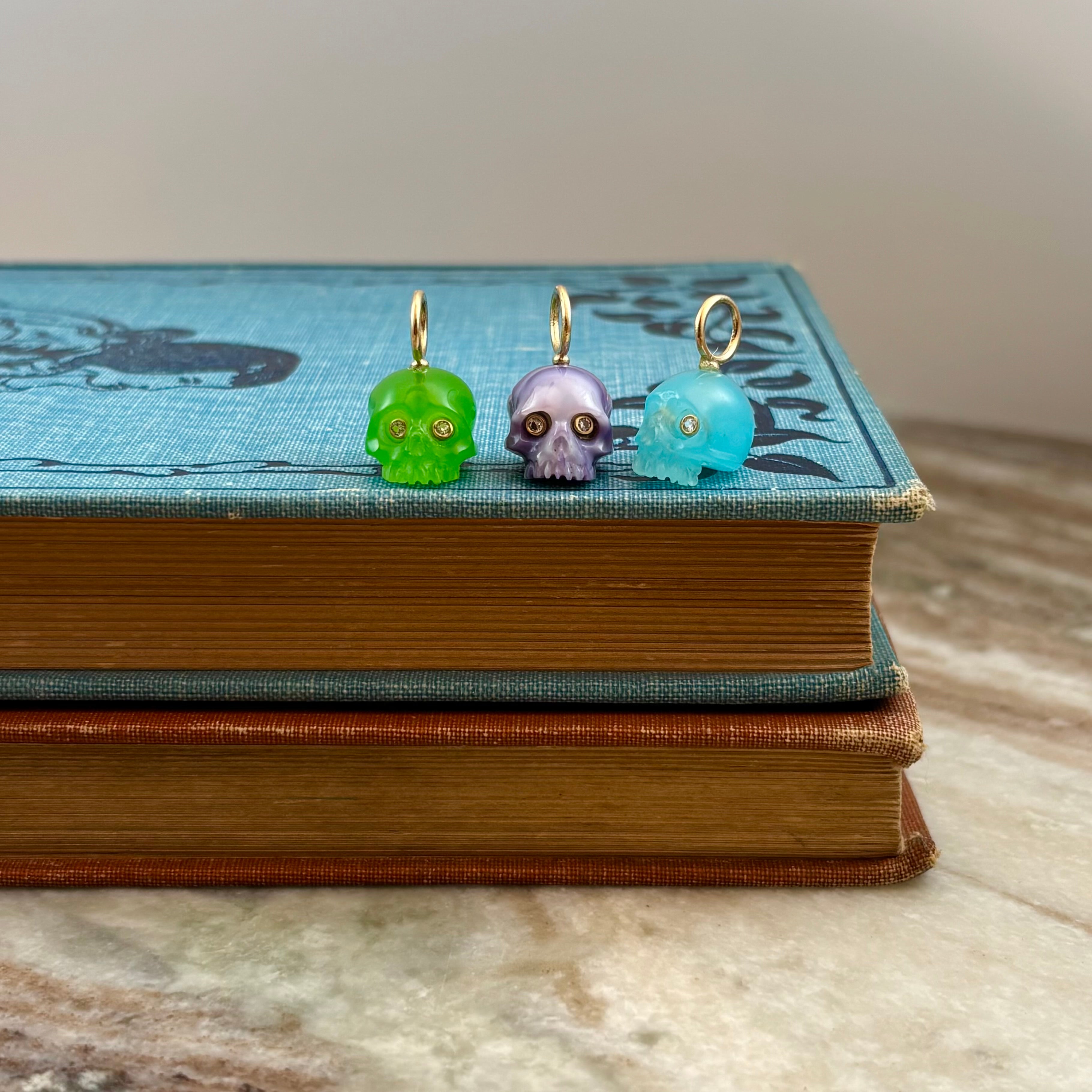Grass Green Chalcedony Skull Baby