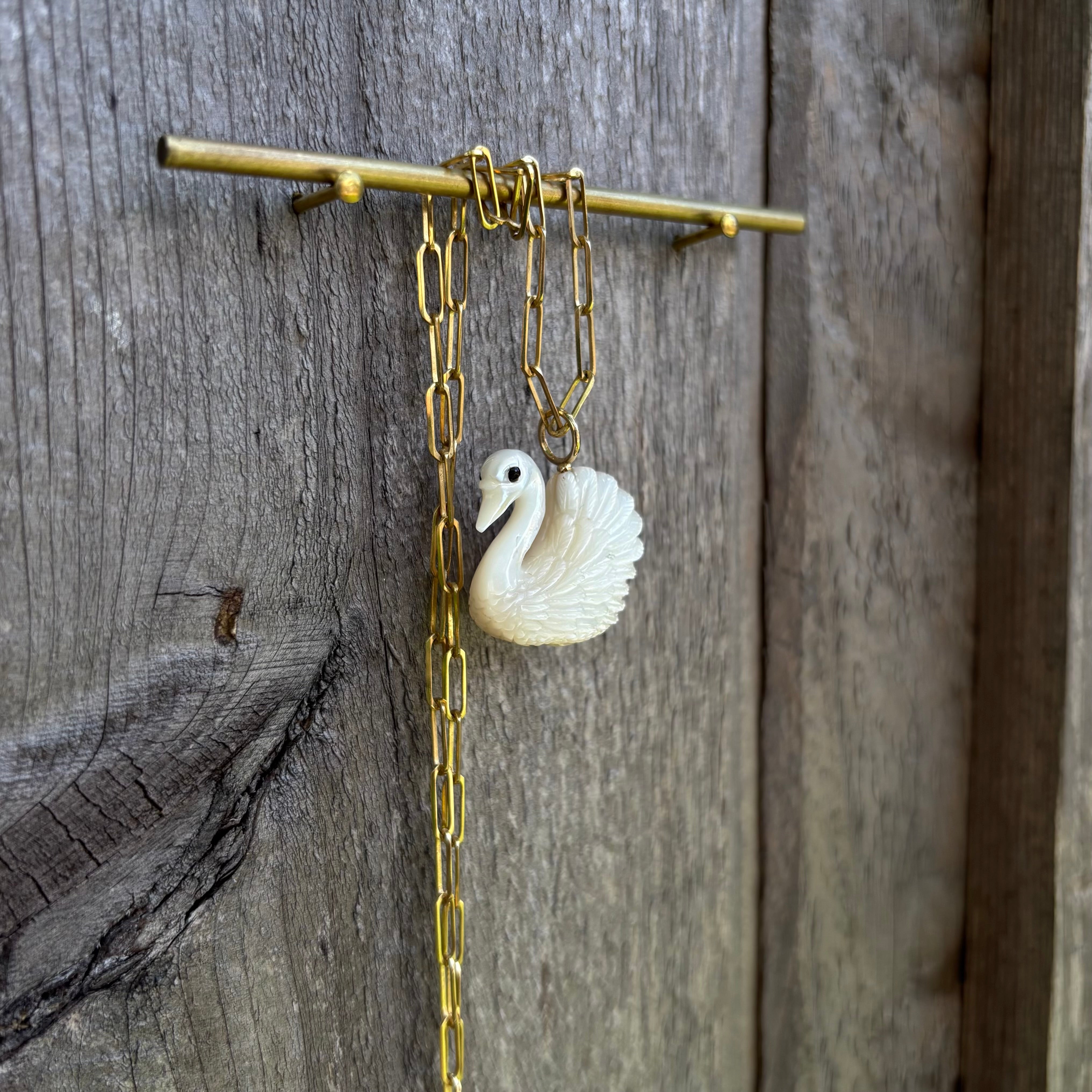 Mother of Pearl Swan Charm