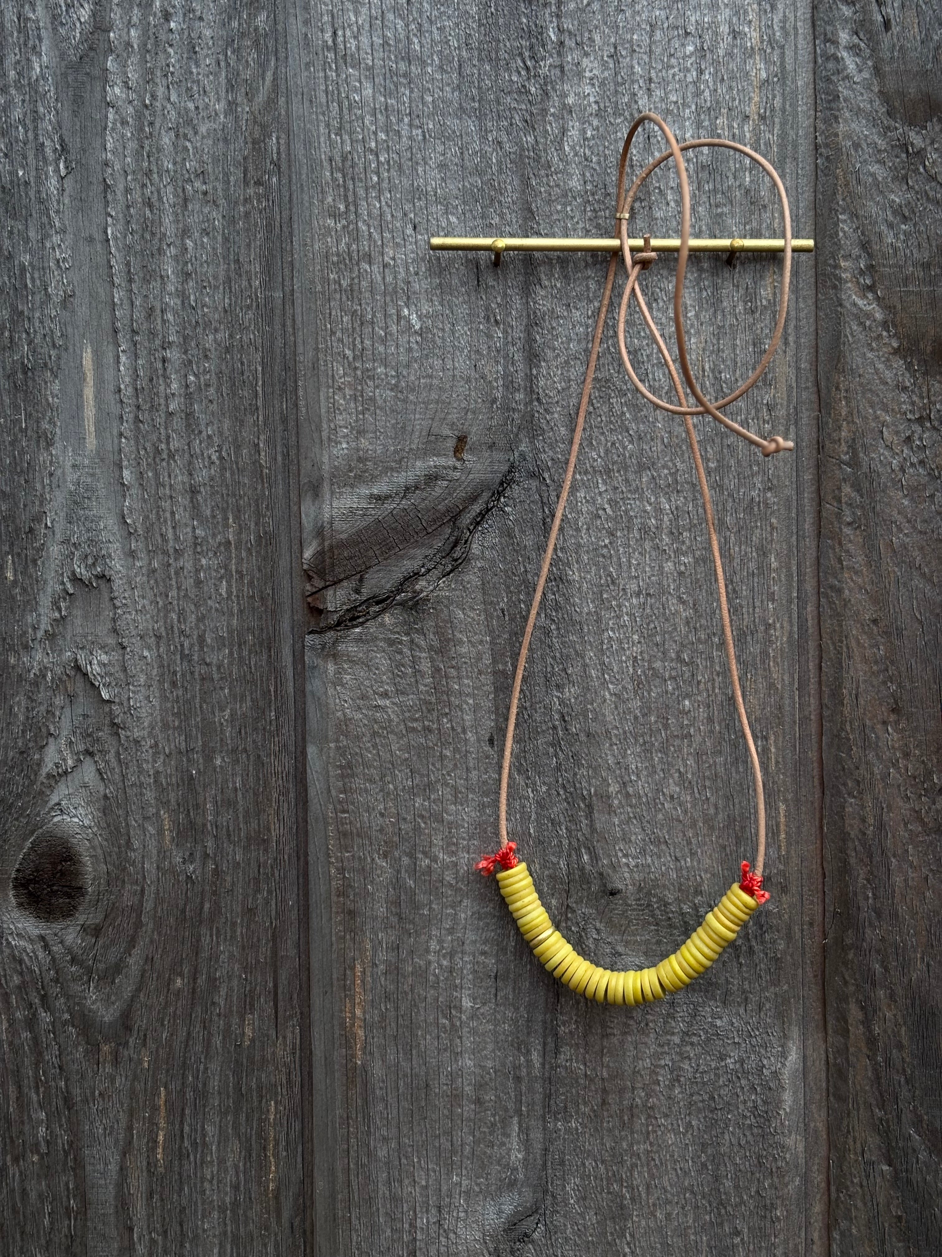 Coastal Slide Necklace in Vintage Vinyl, 20k Gold & Silk