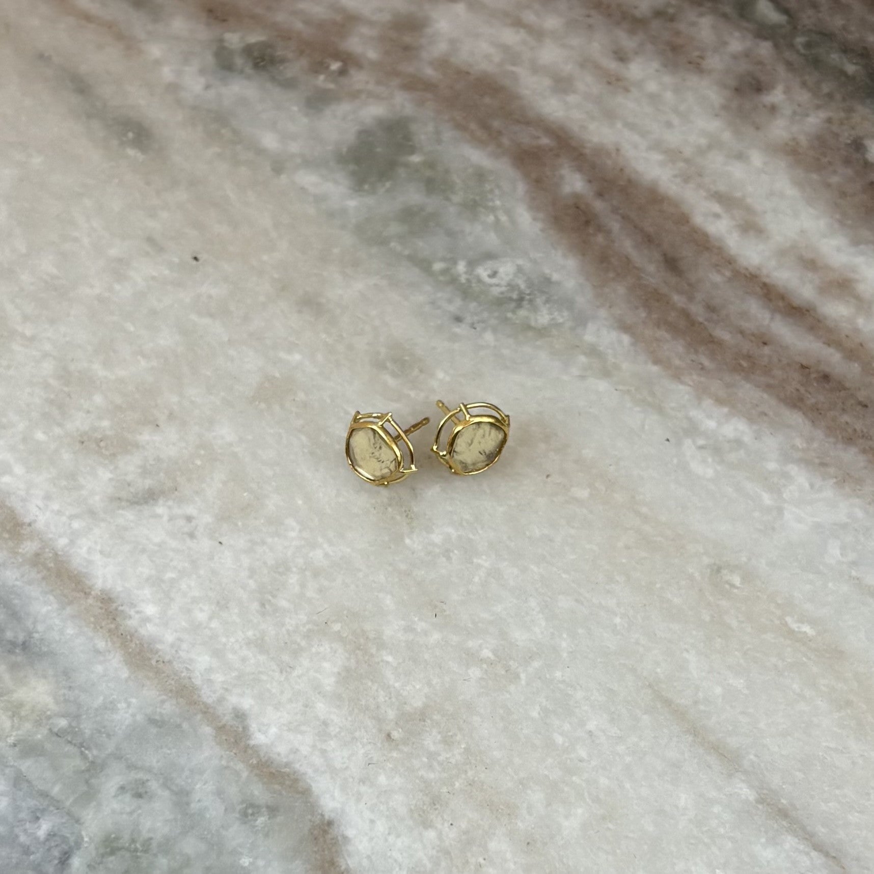 Diamond Slice Stud Earrings in 18K & 22K Gold