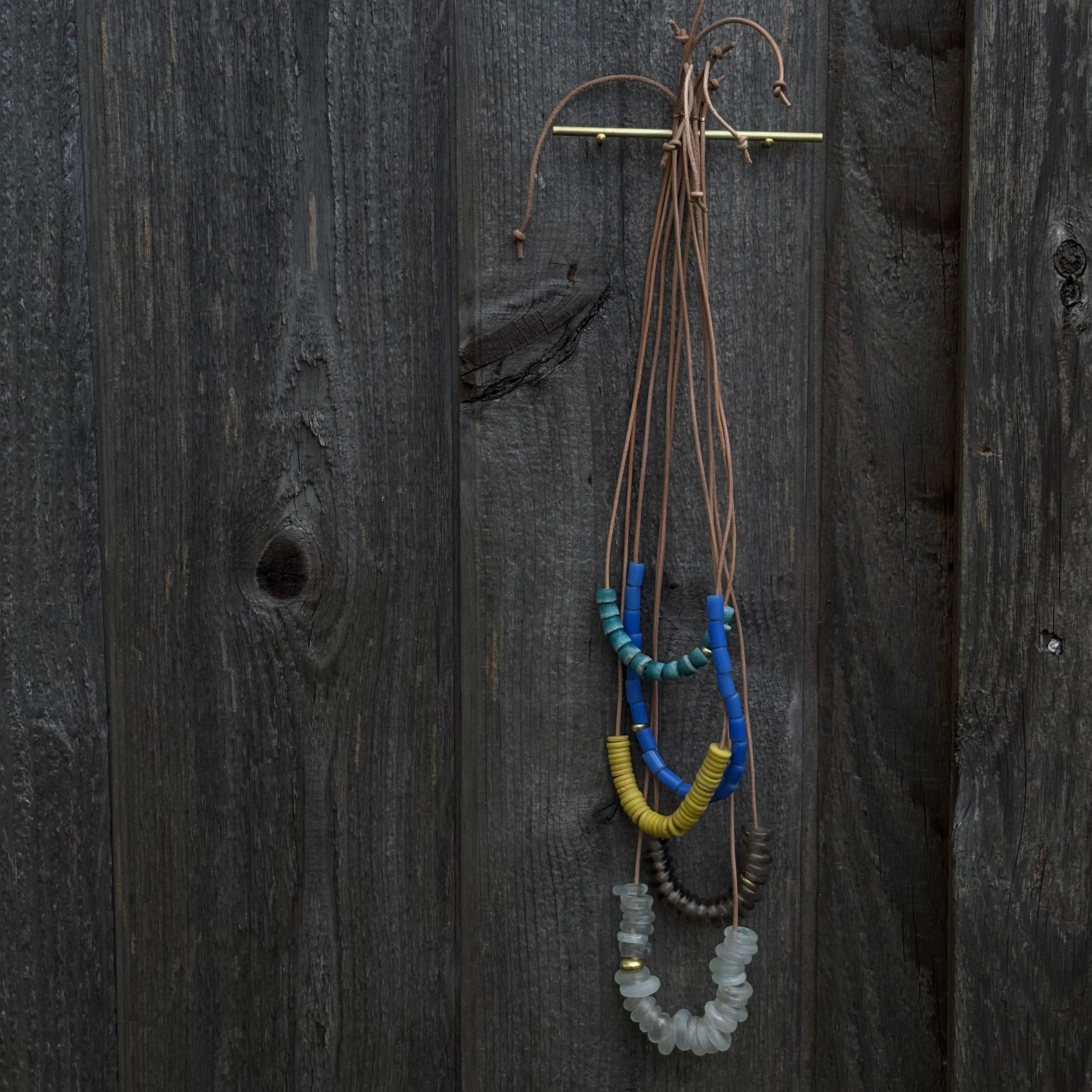 Coastal Slide Necklace in Vintage Venetian Glass & 20k Gold