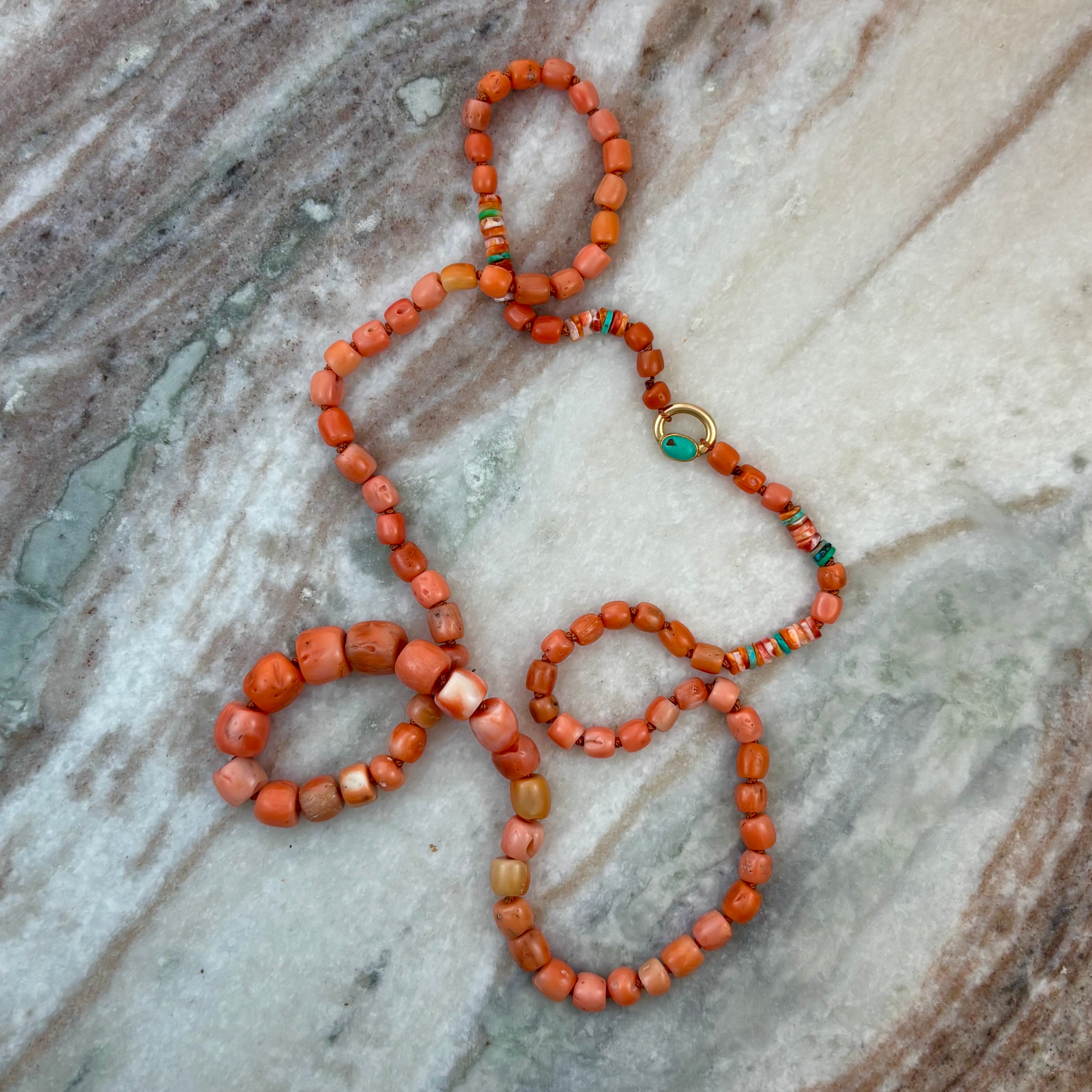 Coral Necklace with Turquoise Details