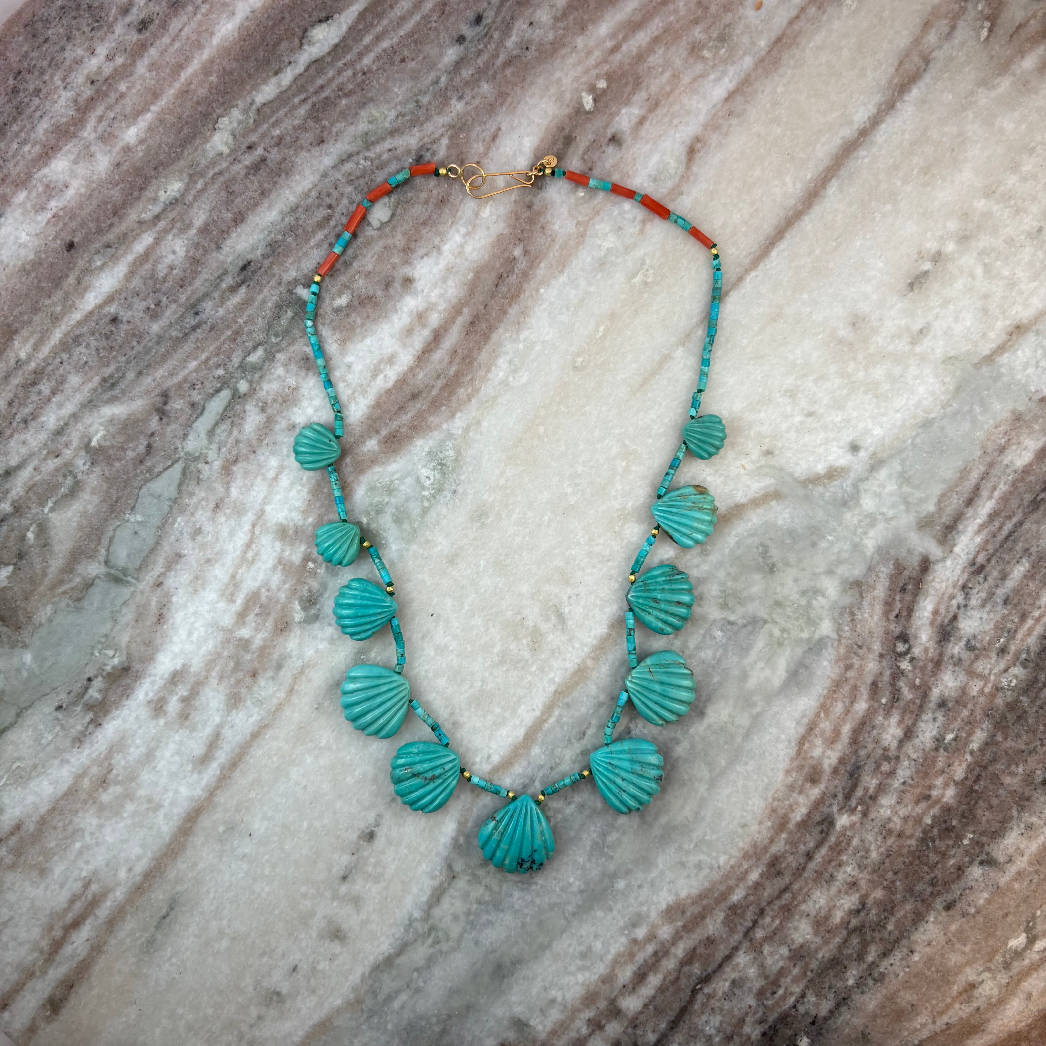 Turquoise Shell Blossom Necklace