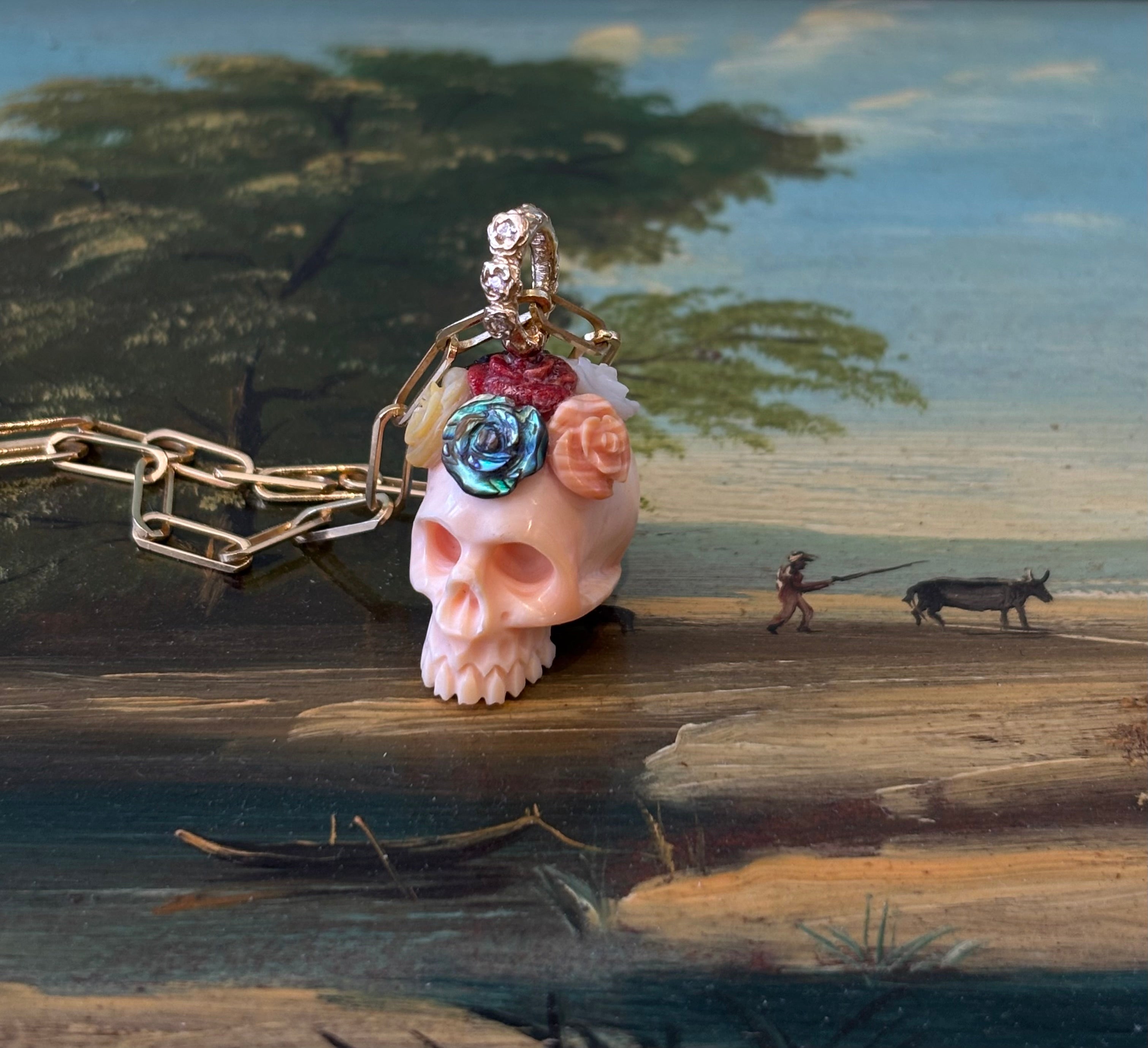 Skull with Flower Crown Charm
