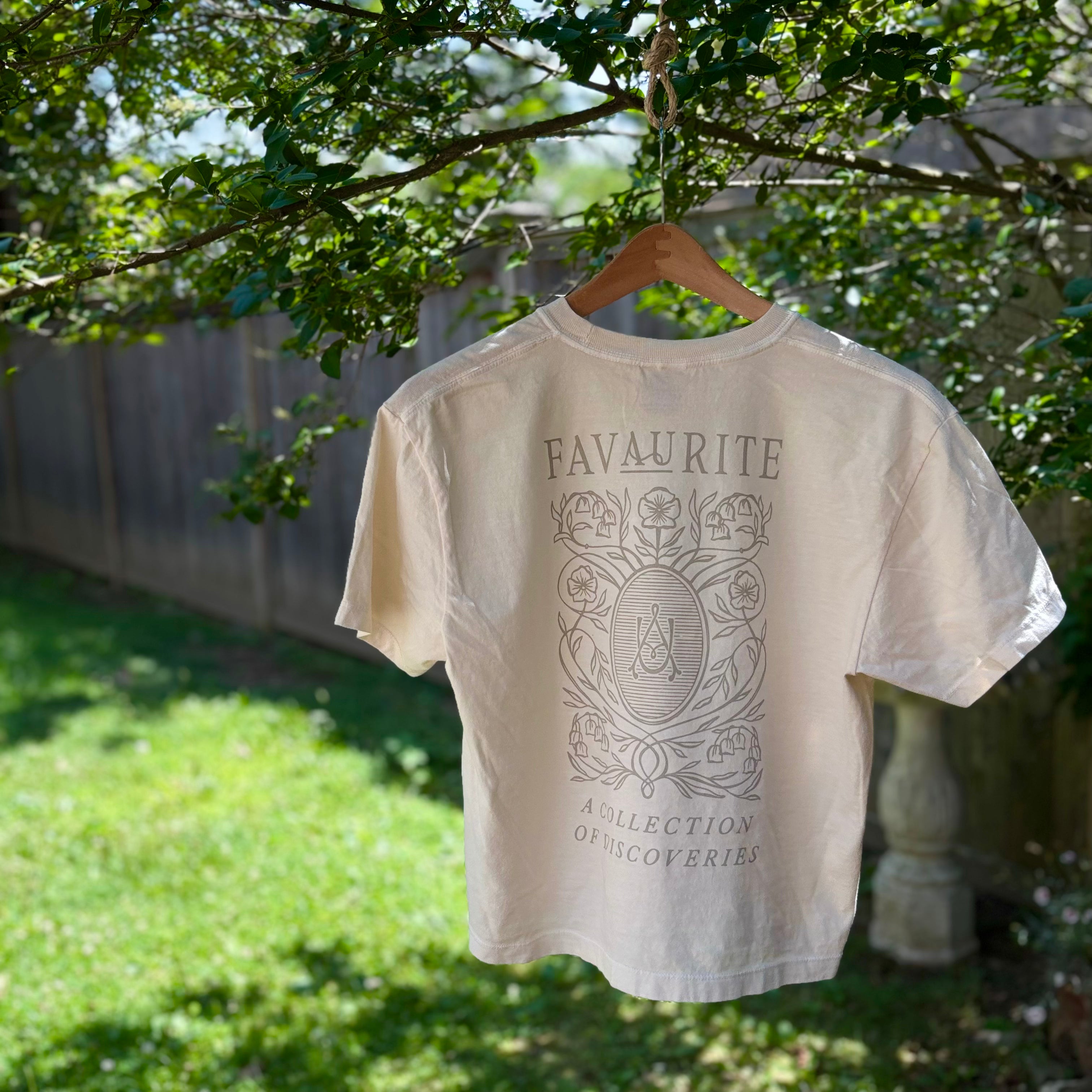 Ivory Boxy Cropped T-Shirt, Sand Logo