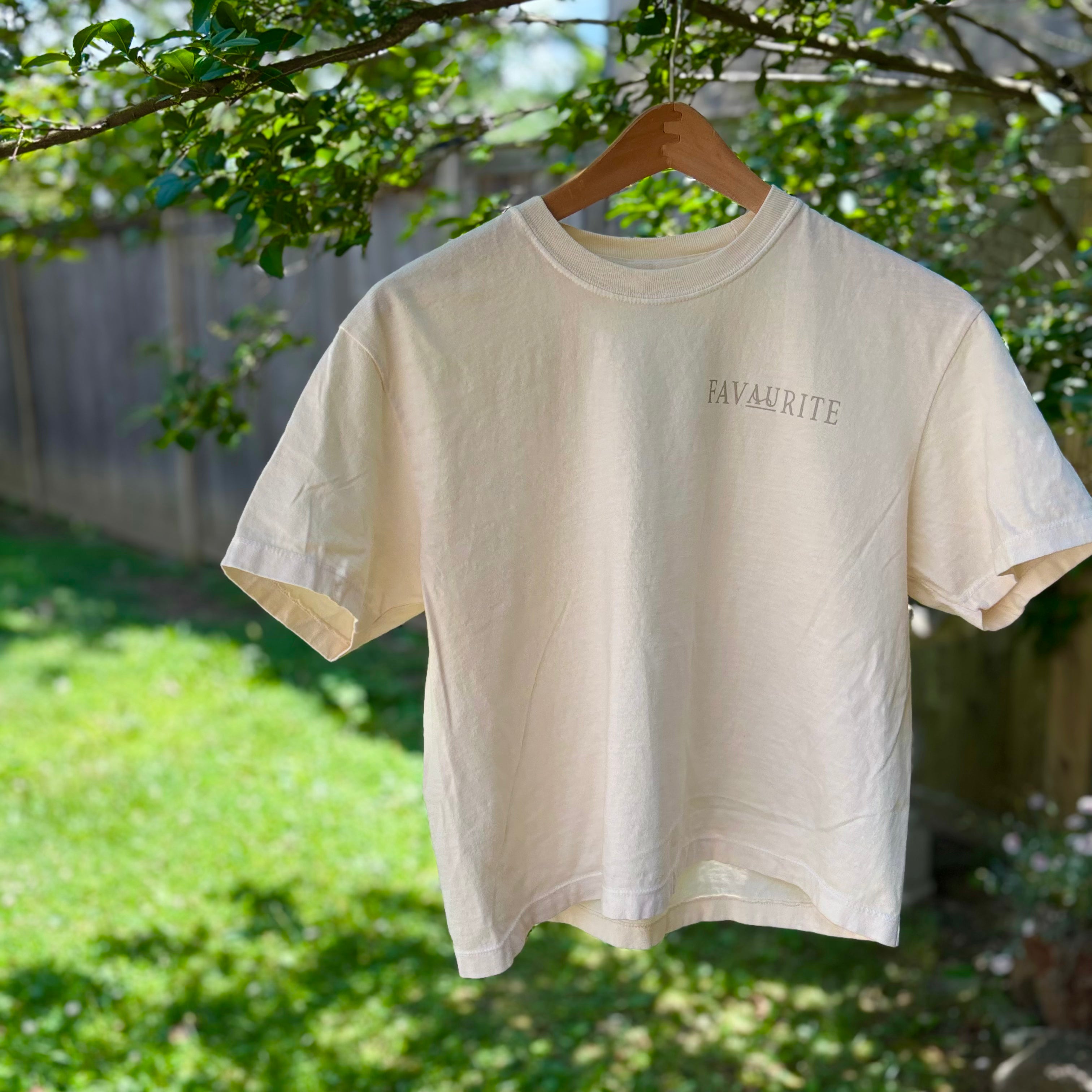 Ivory Boxy Cropped T-Shirt, Sand Logo