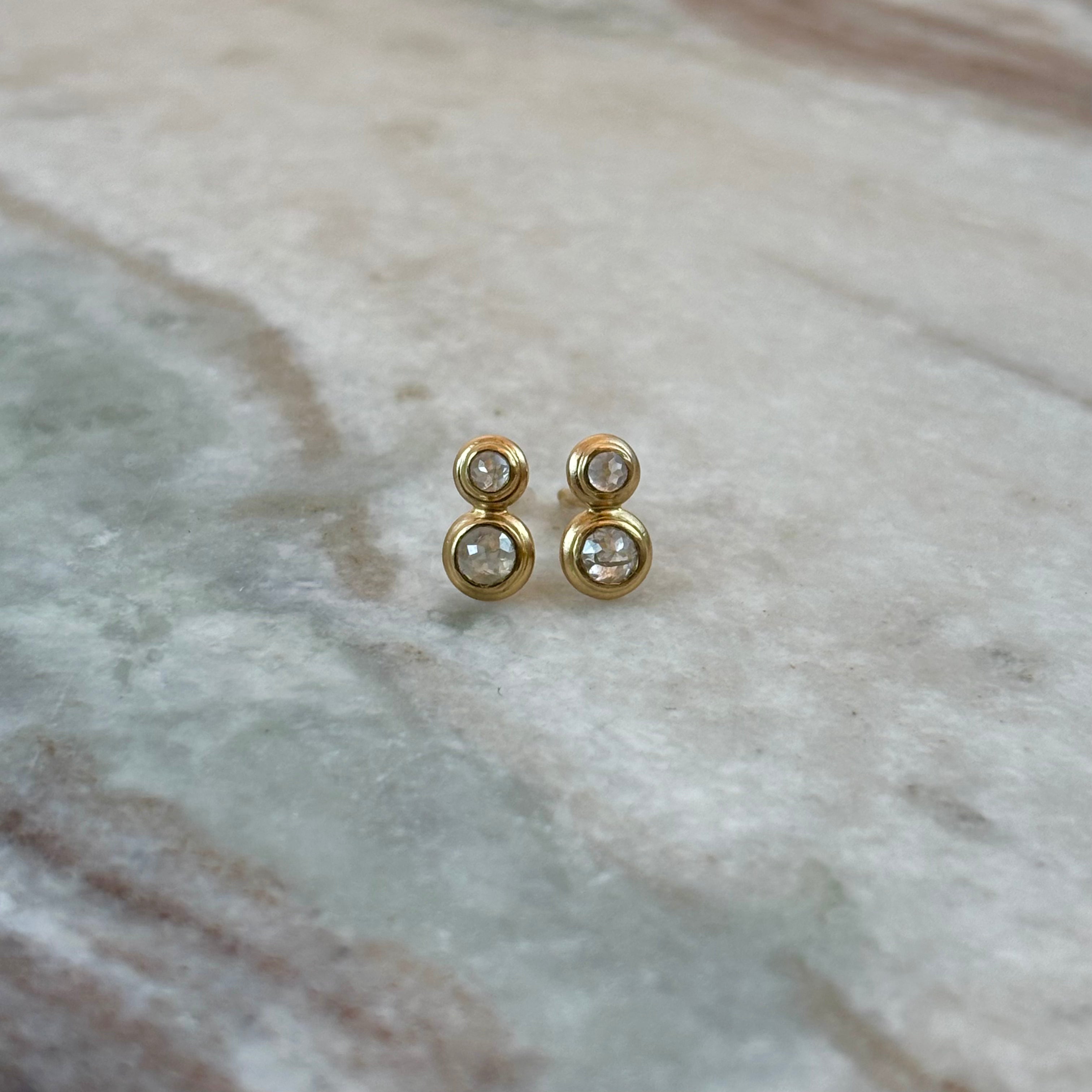Opaque Double Diamond Stud Earrings