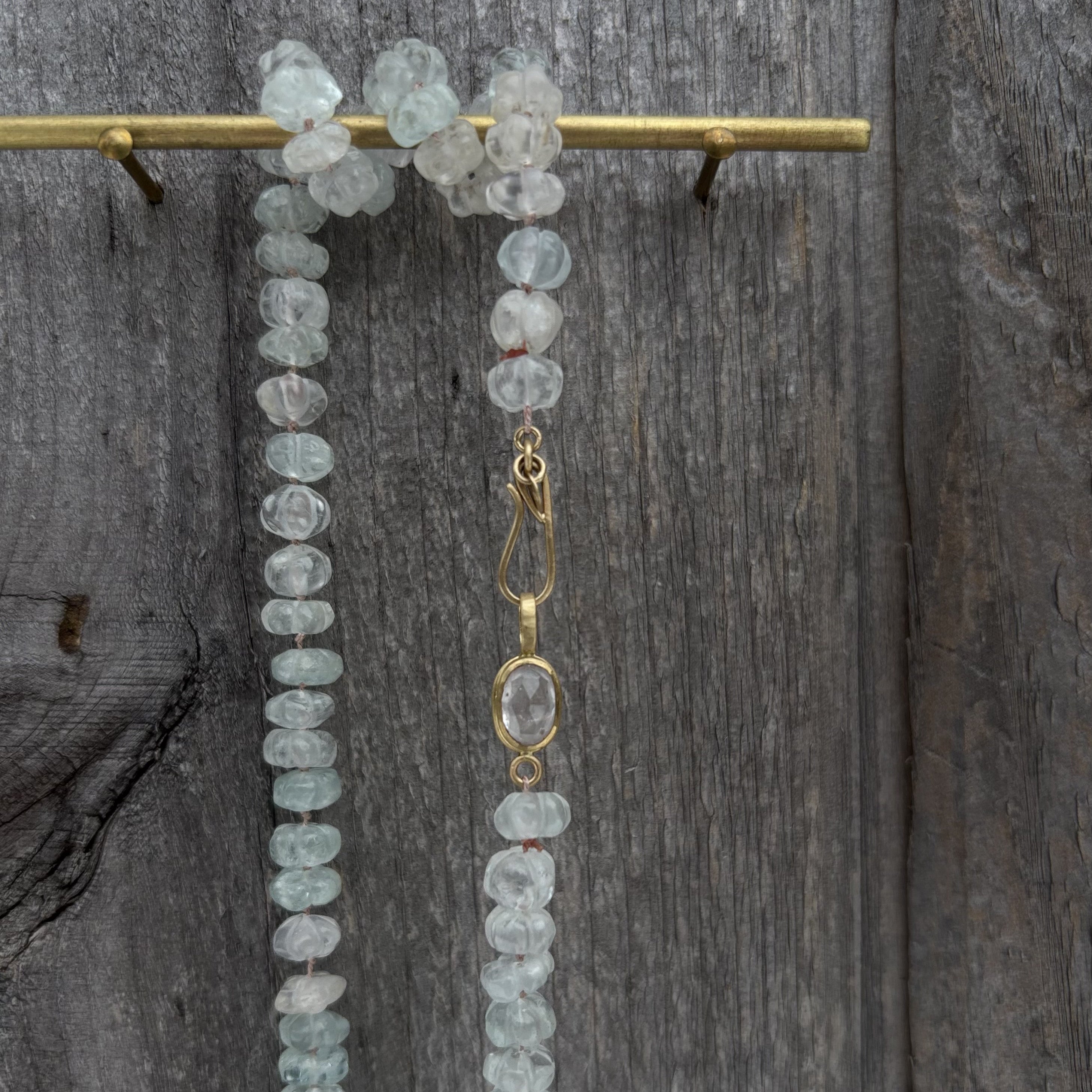 Carved Beryl & Pink Sapphire Necklace