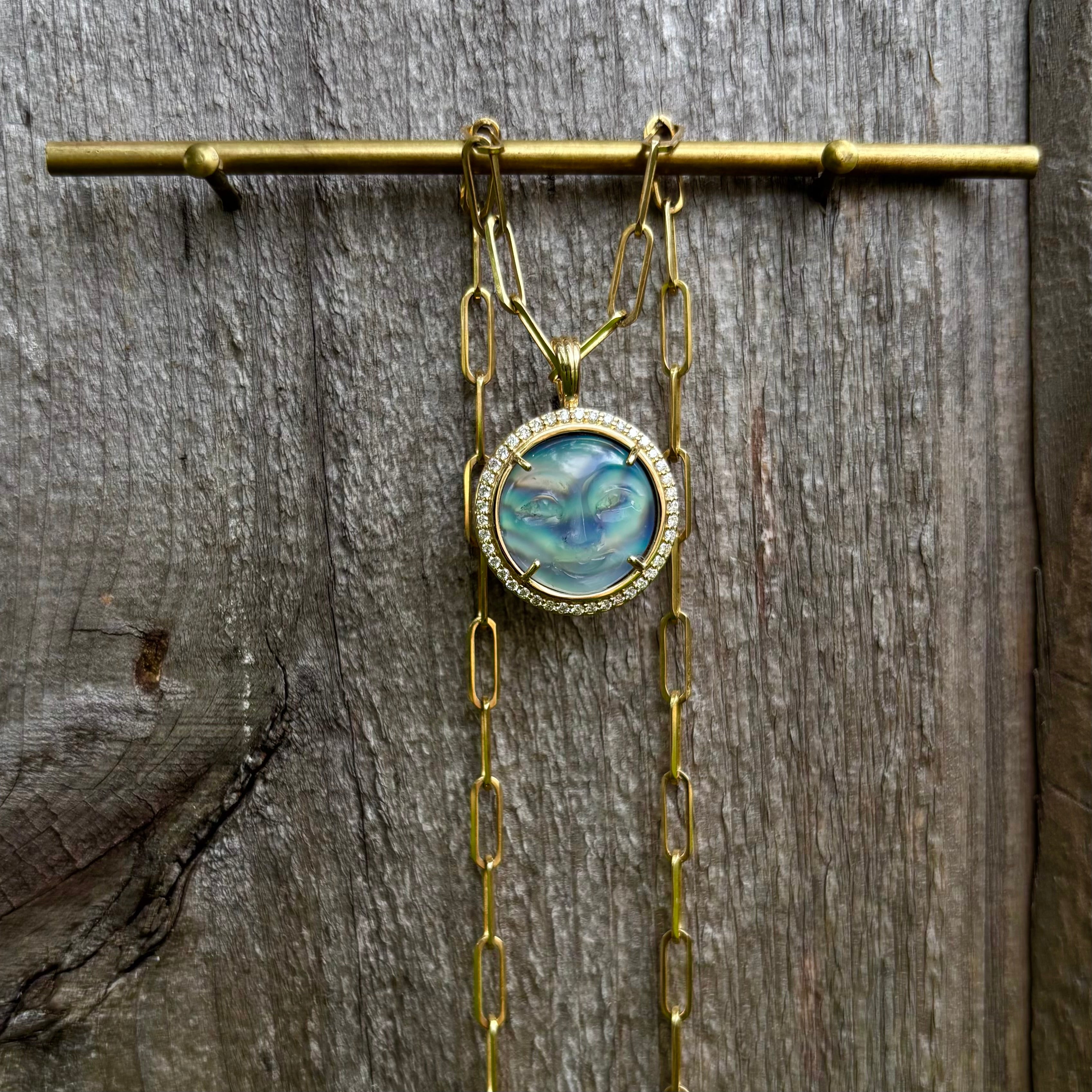 Luminescent Pavé Moon Face Charm