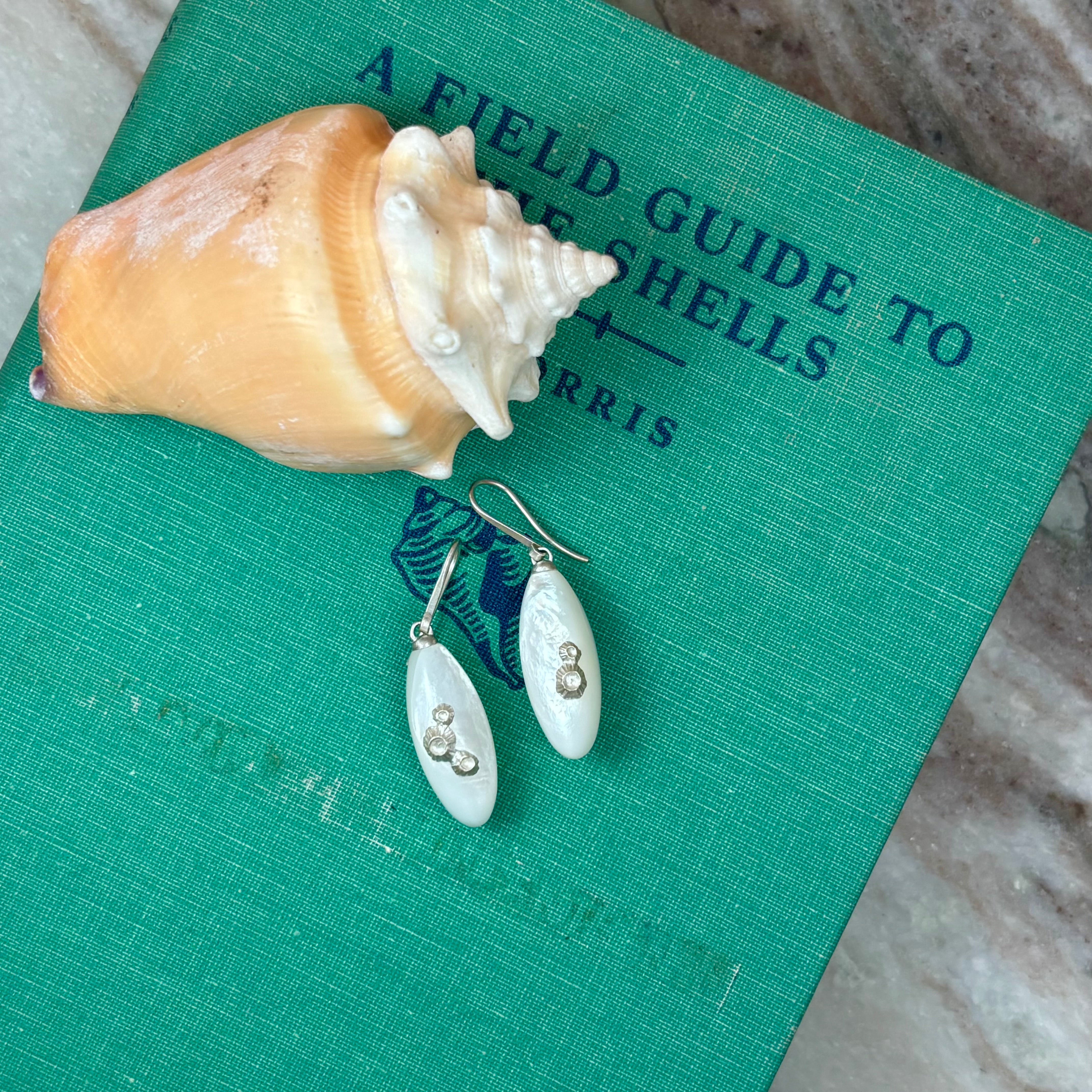 Medium Mother of Pearl Ruthie B. Earrings Silver Barnacles
