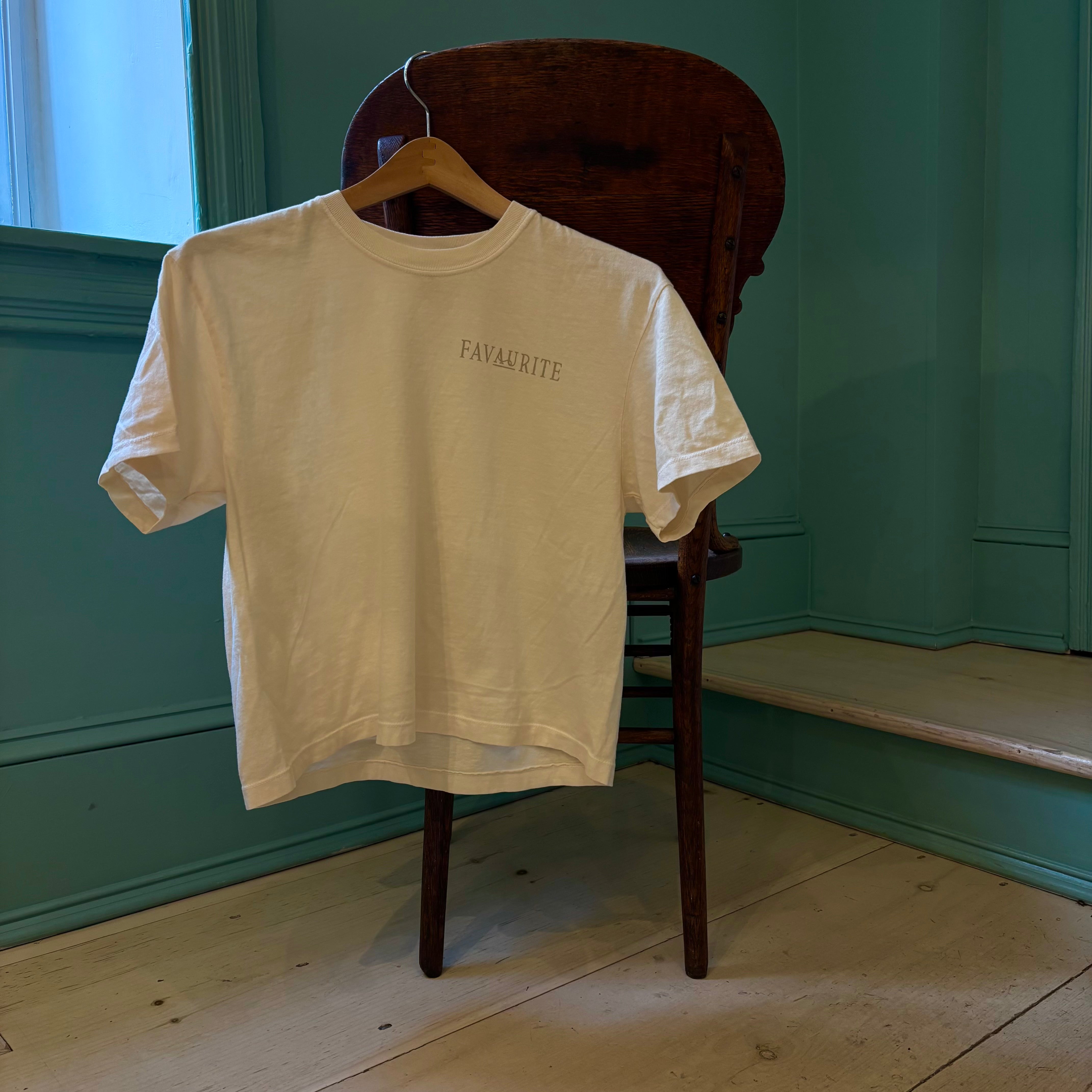 Ivory Boxy Cropped T-Shirt, Sand Logo