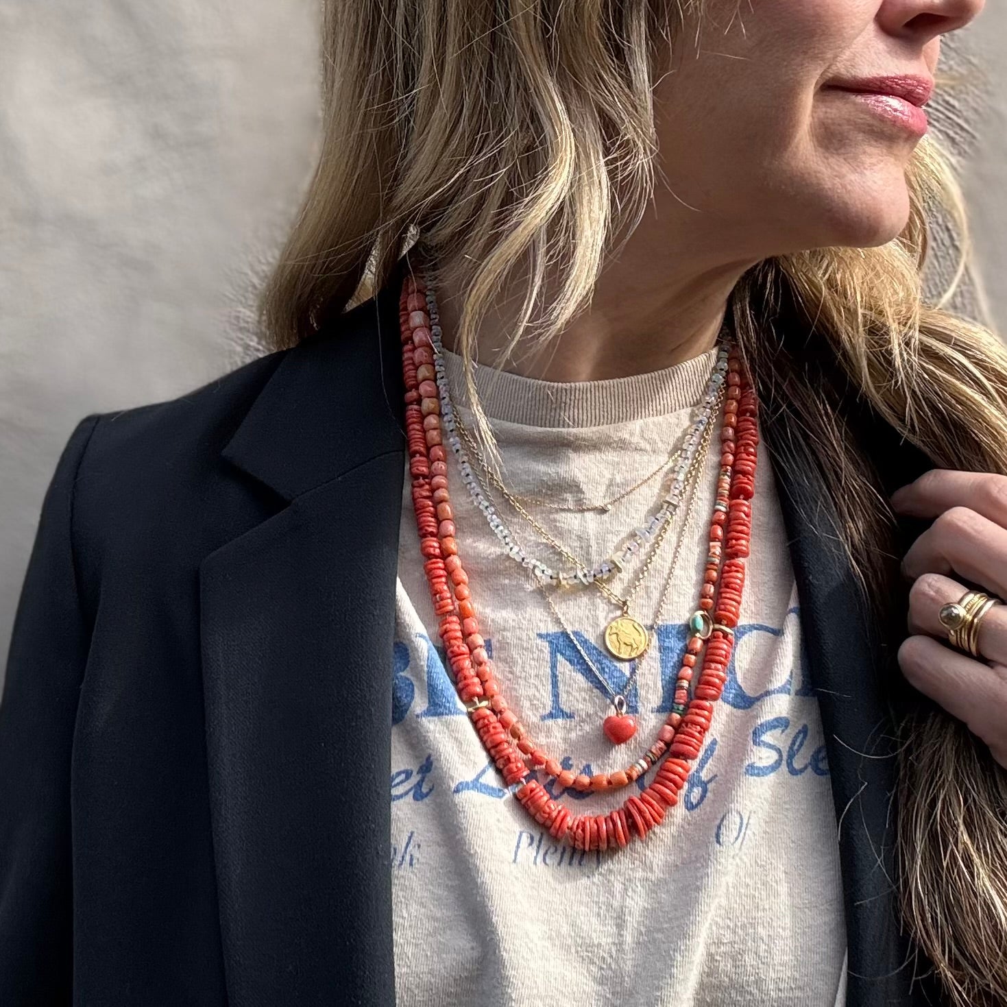 Coral Necklace with Turquoise Details