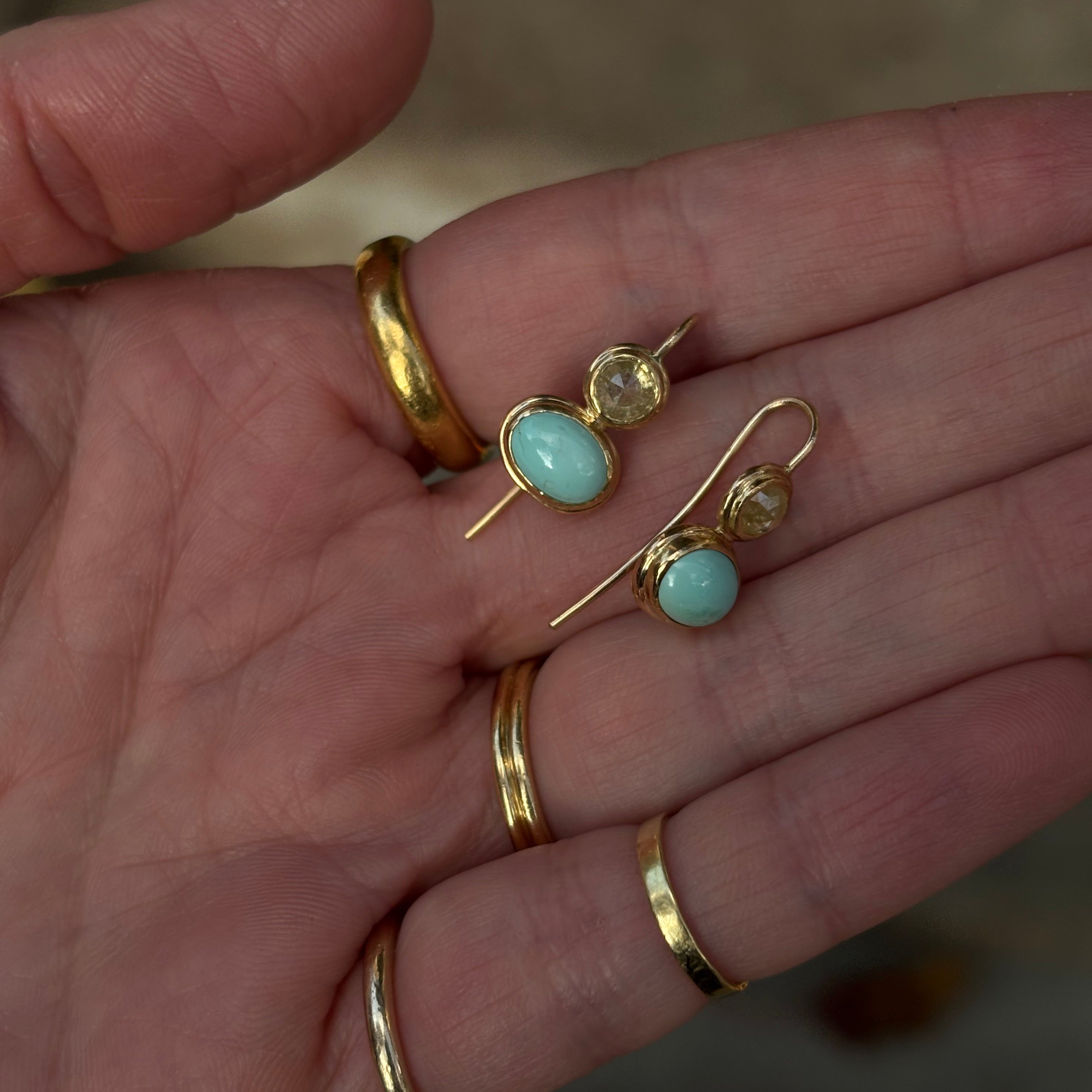 Turquoise & Yellow Diamond Earrings