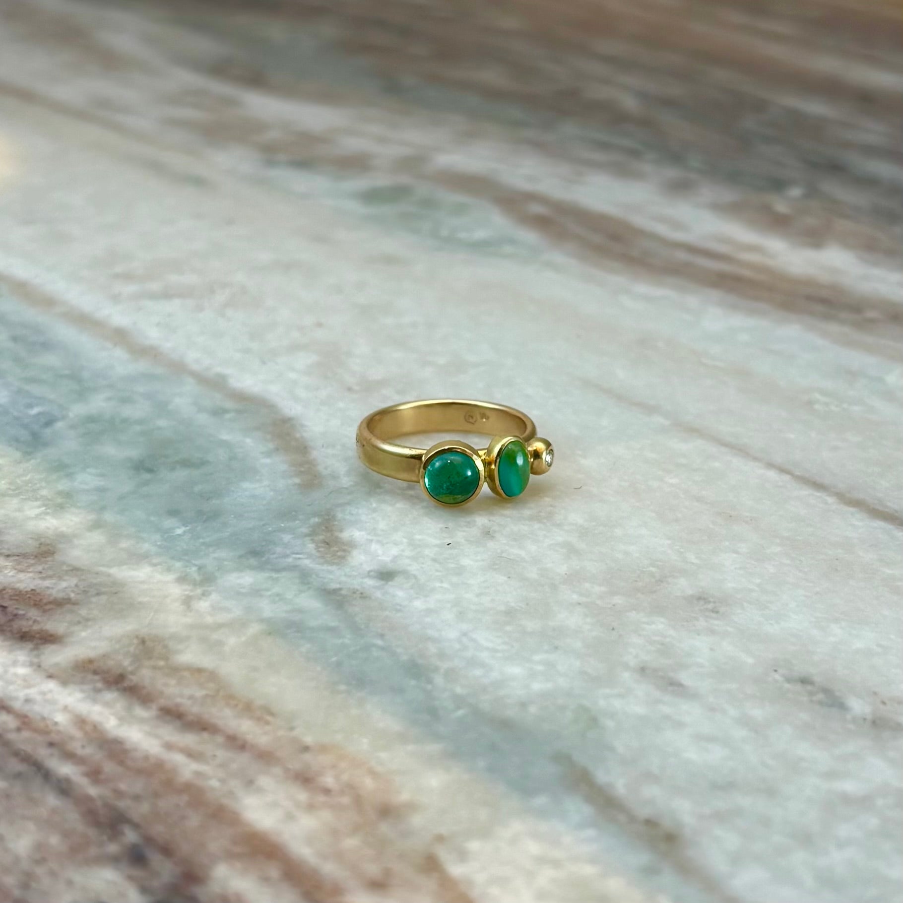 Turquoise, Tourmaline & Diamond Ring