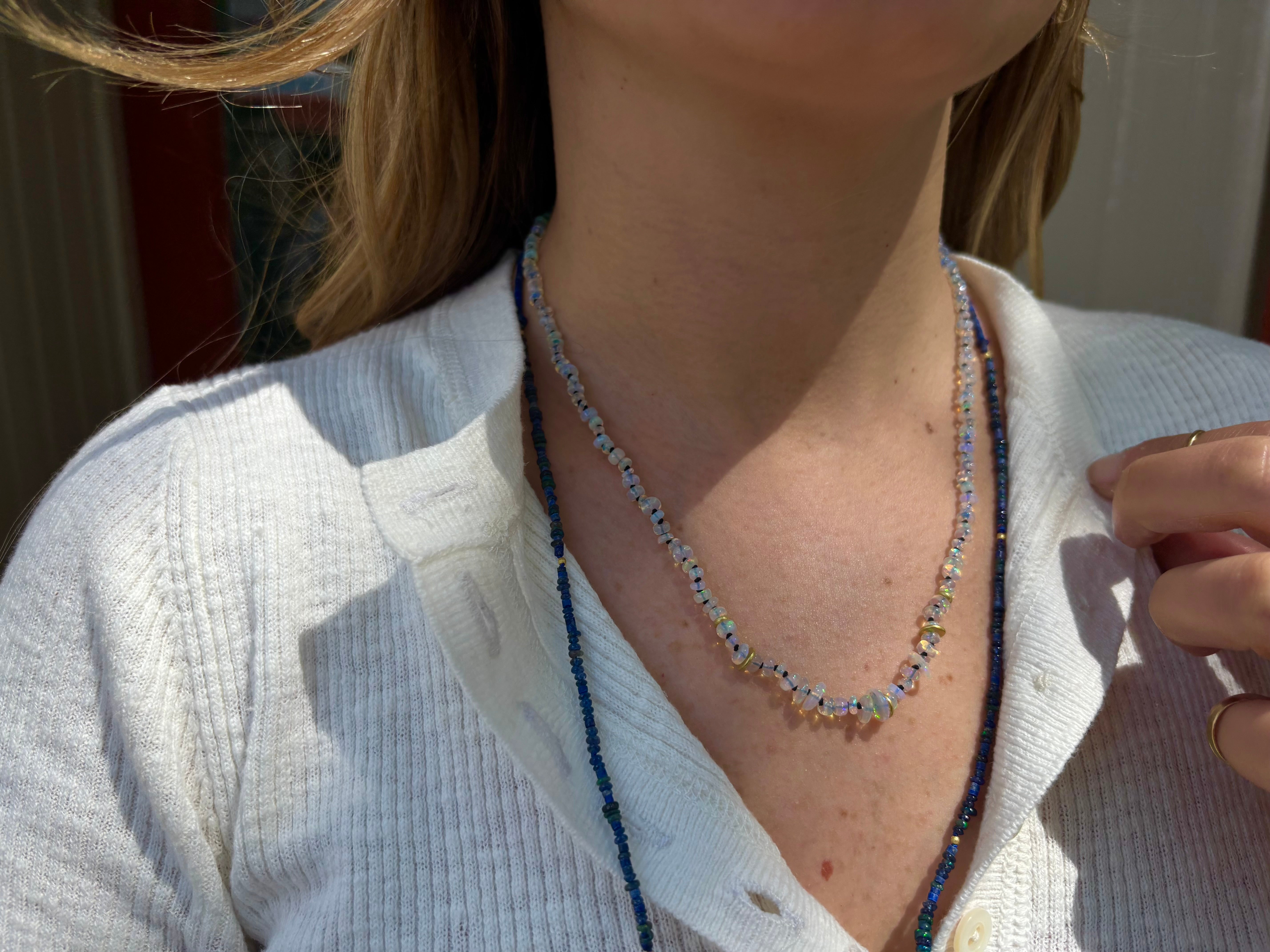 Delicate Opal & Coral Beaded Necklace