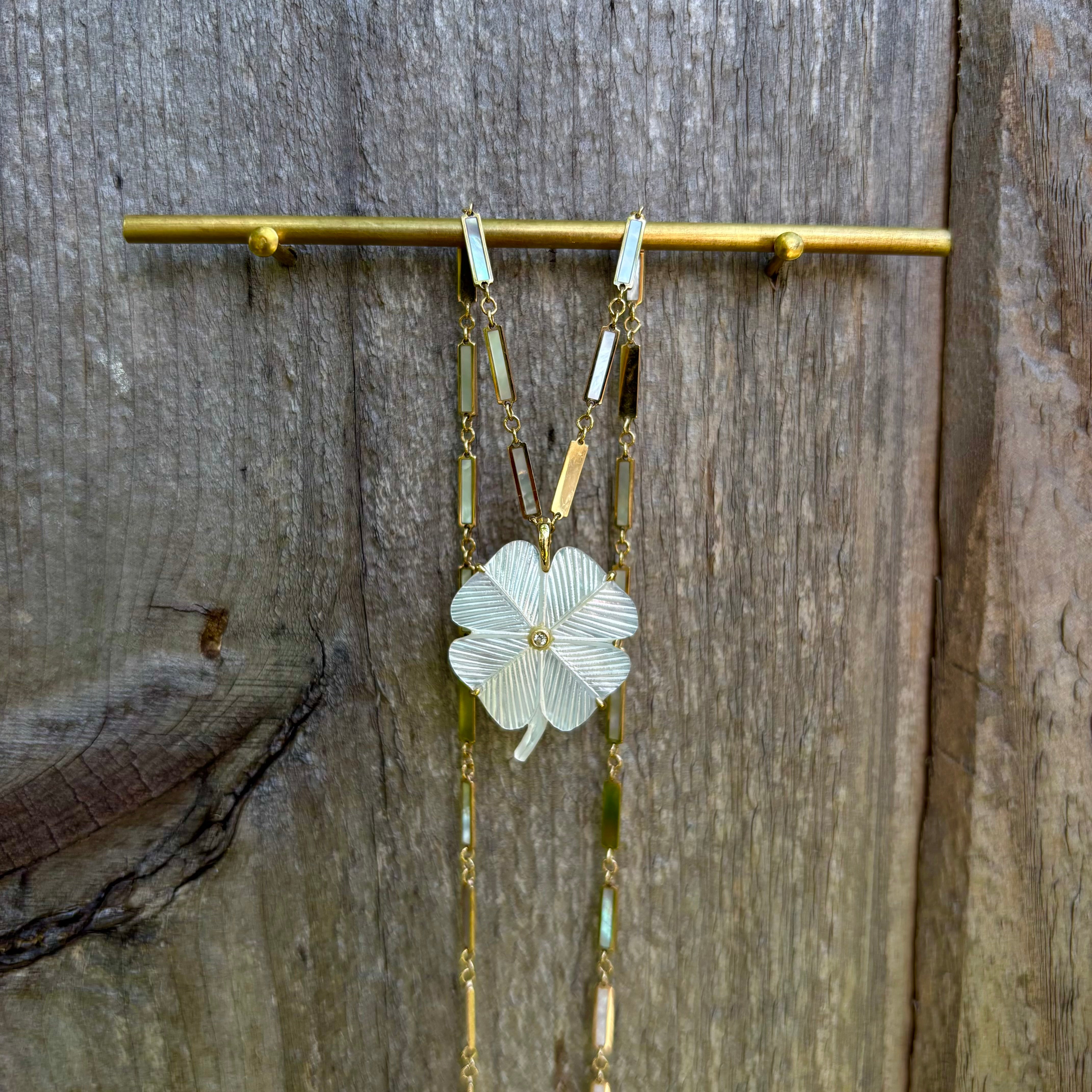 White Mother of Pearl Clover Charm