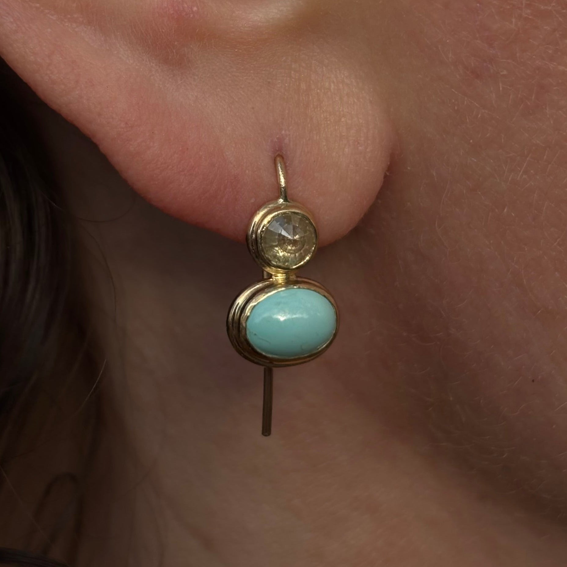 Turquoise & Yellow Diamond Earrings