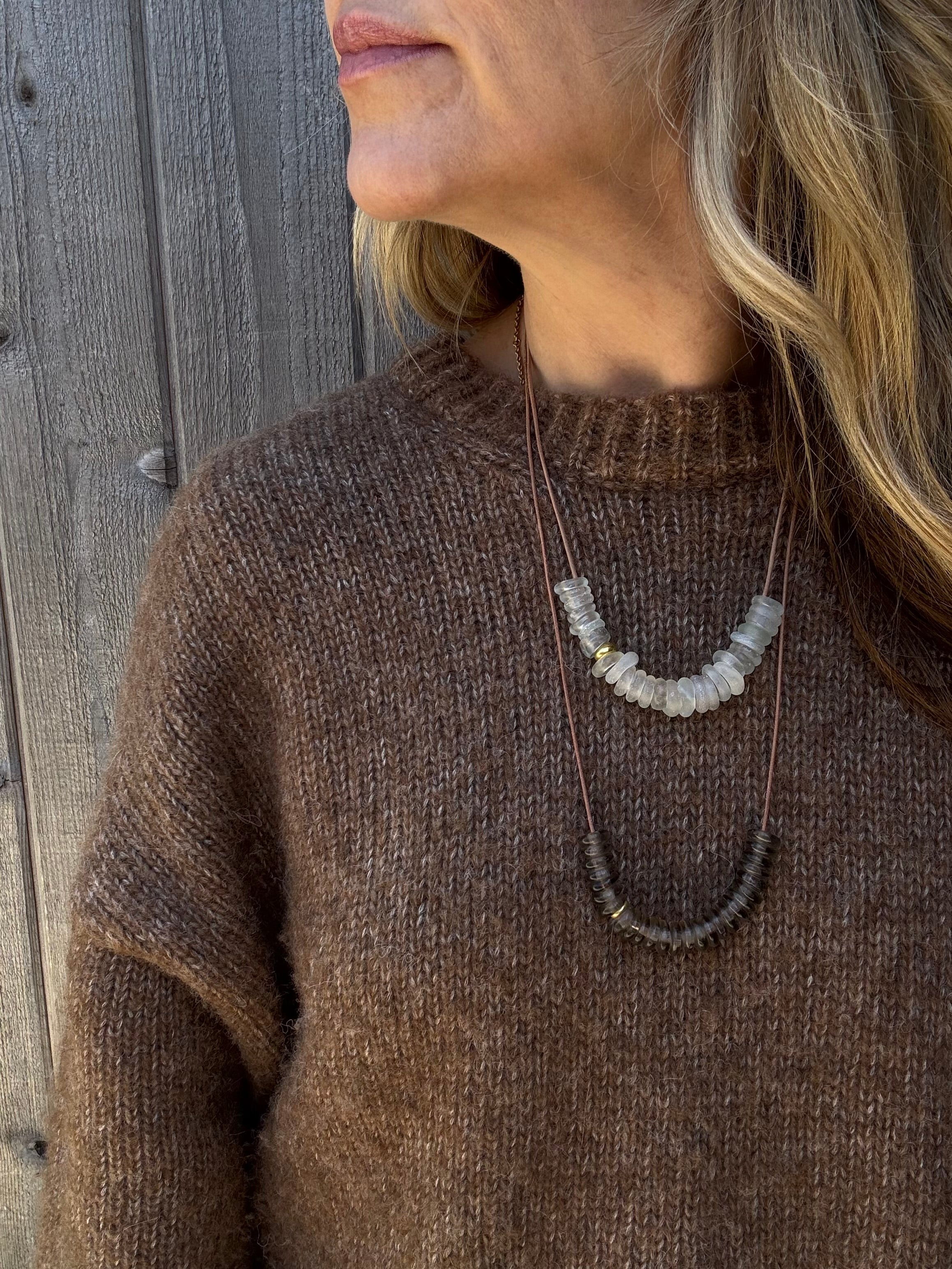 Coastal Slide Necklace in Vintage Sea Glass & 20k Gold