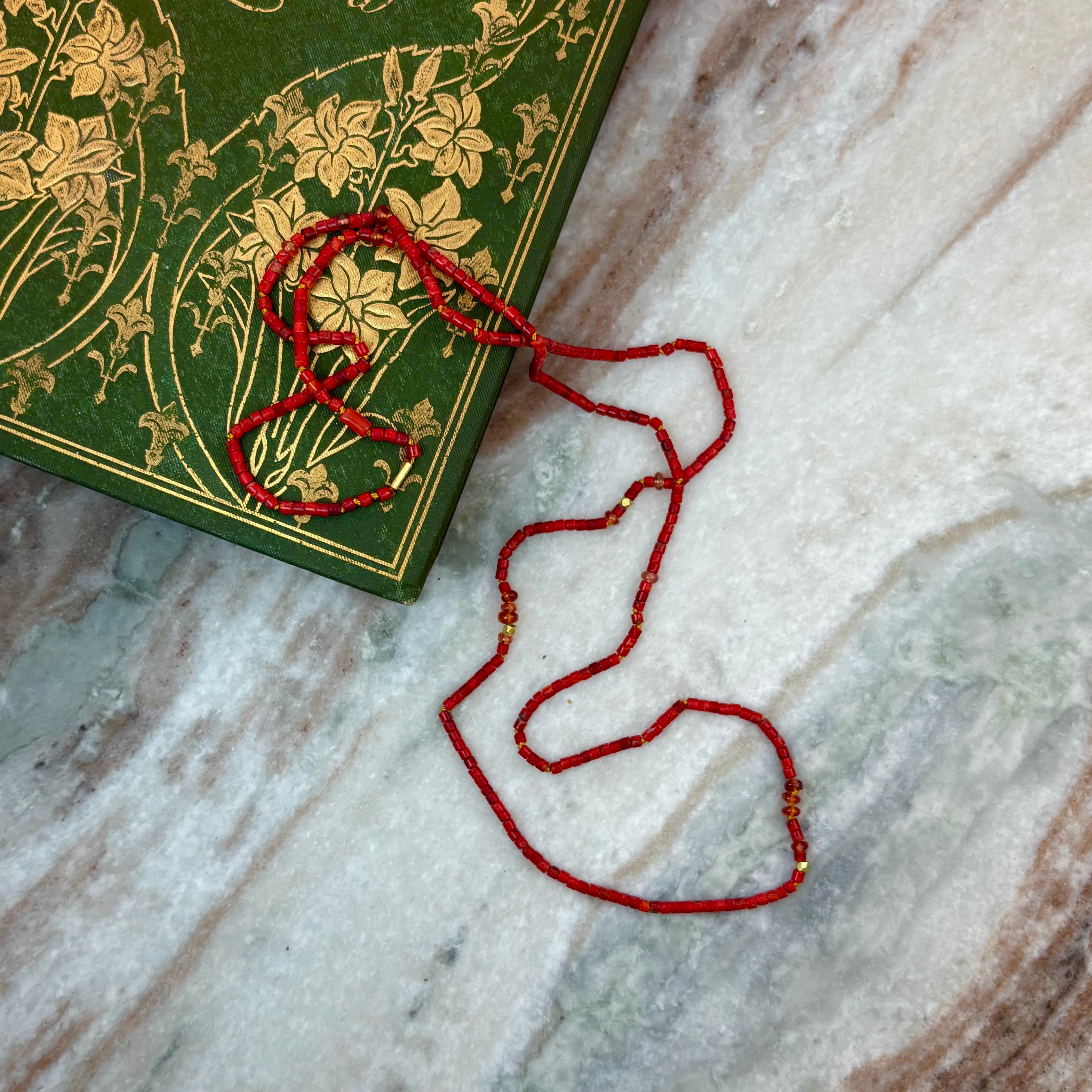 Delicate Coral & High Karat Gold Necklace