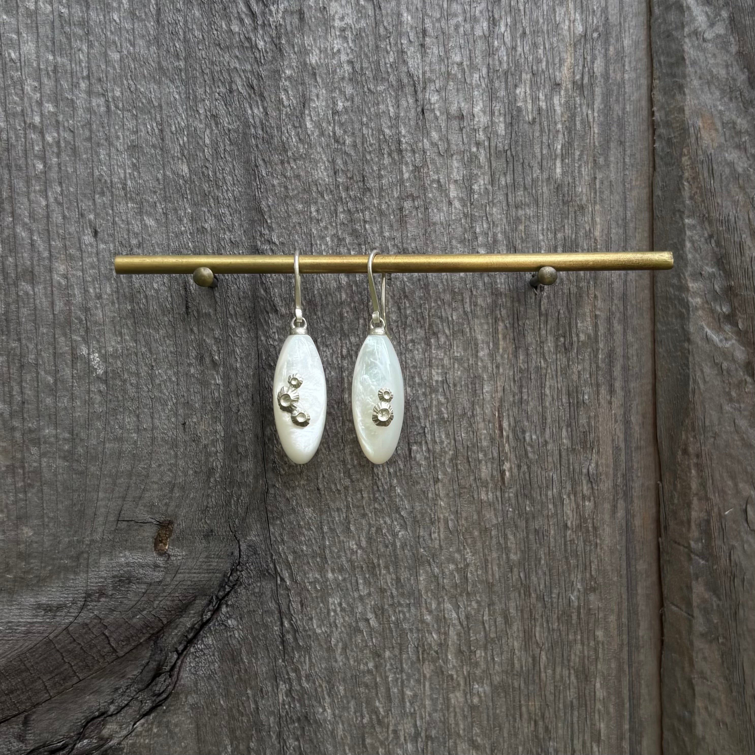 Medium Mother of Pearl Ruthie B. Earrings Silver Barnacles
