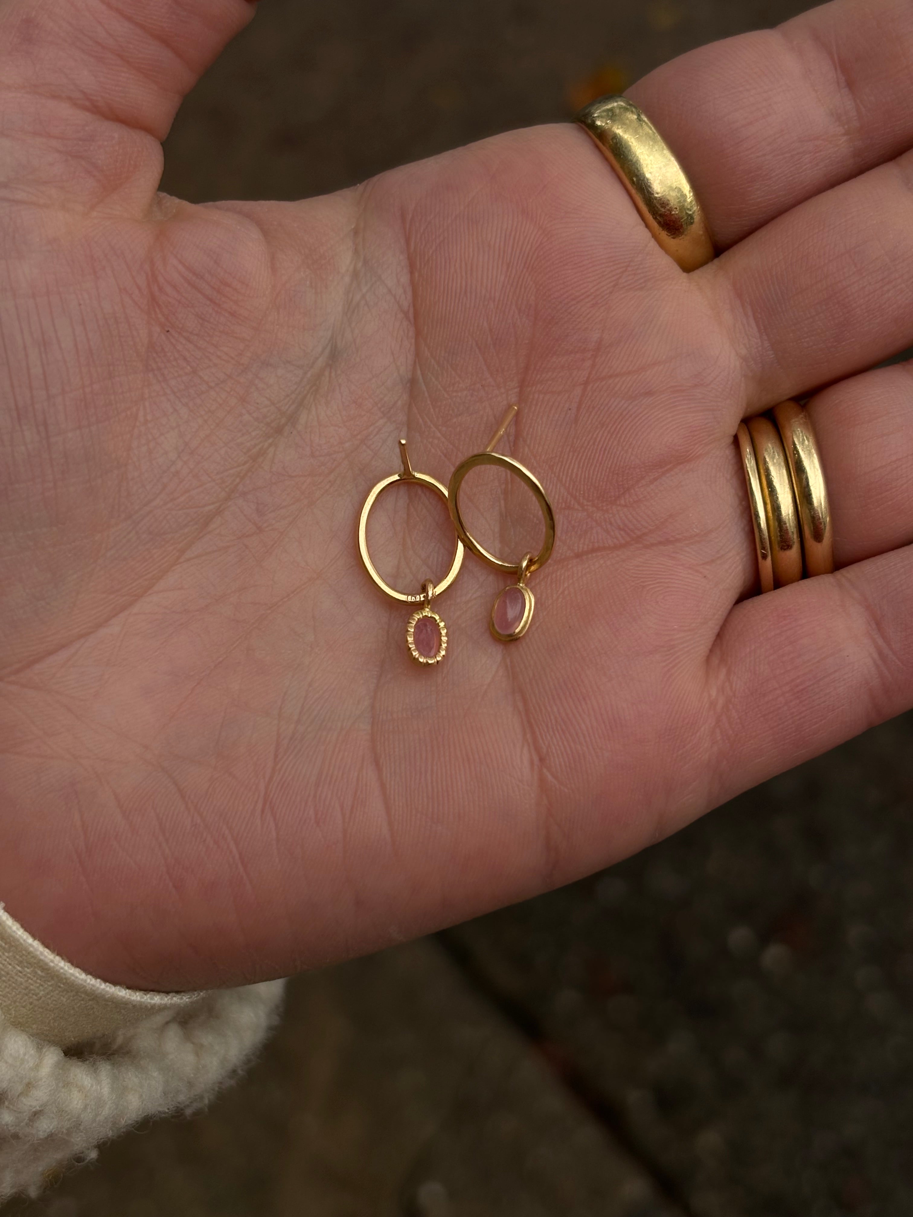 Rose Quartz Hoops
