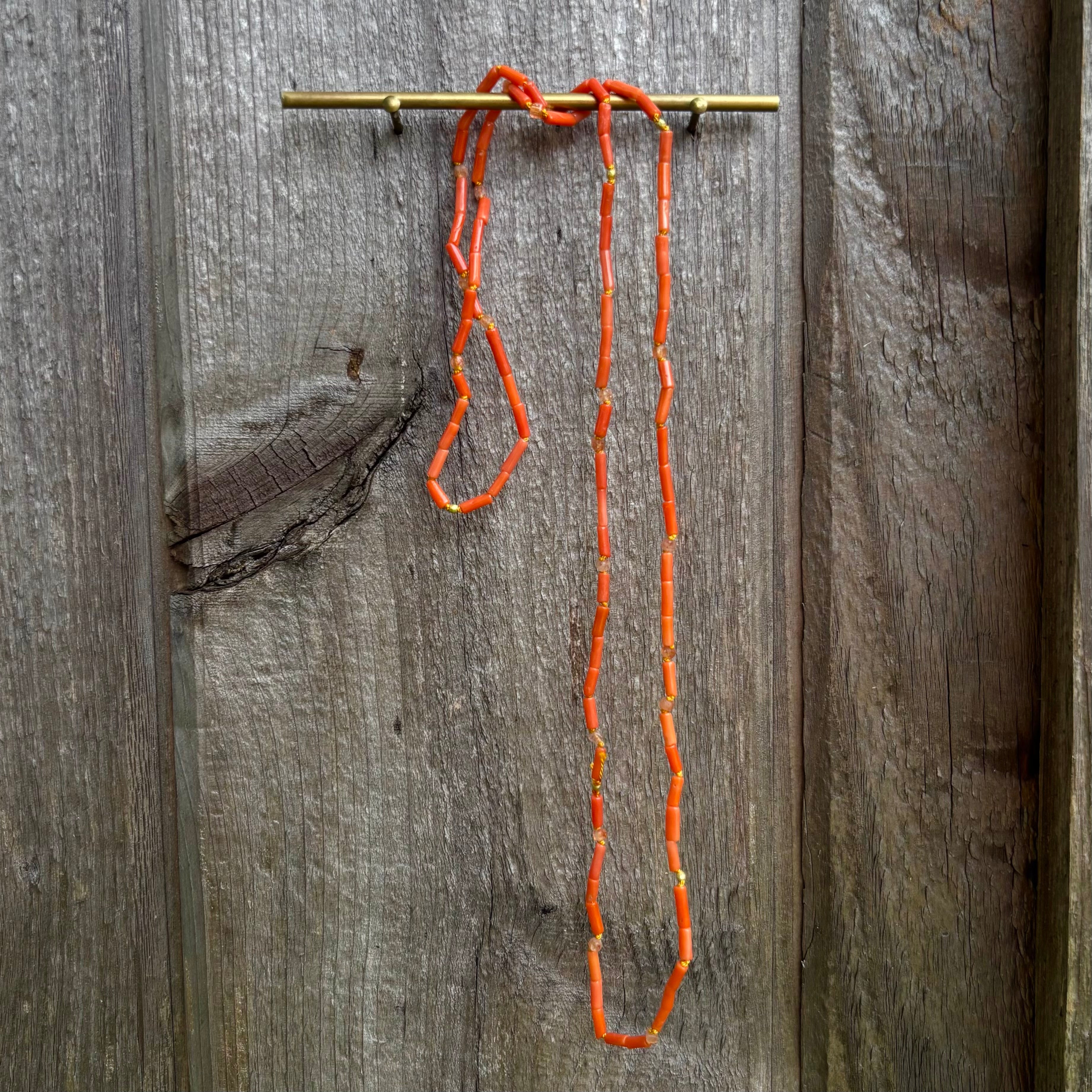 Delicate Coastal Knot in Orange Coral & High Karat Gold